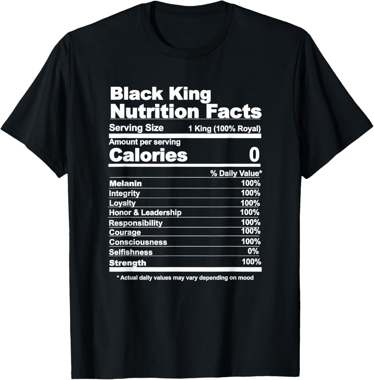 Black King Nutritional Facts T-Shirt - T-Shirt | Black