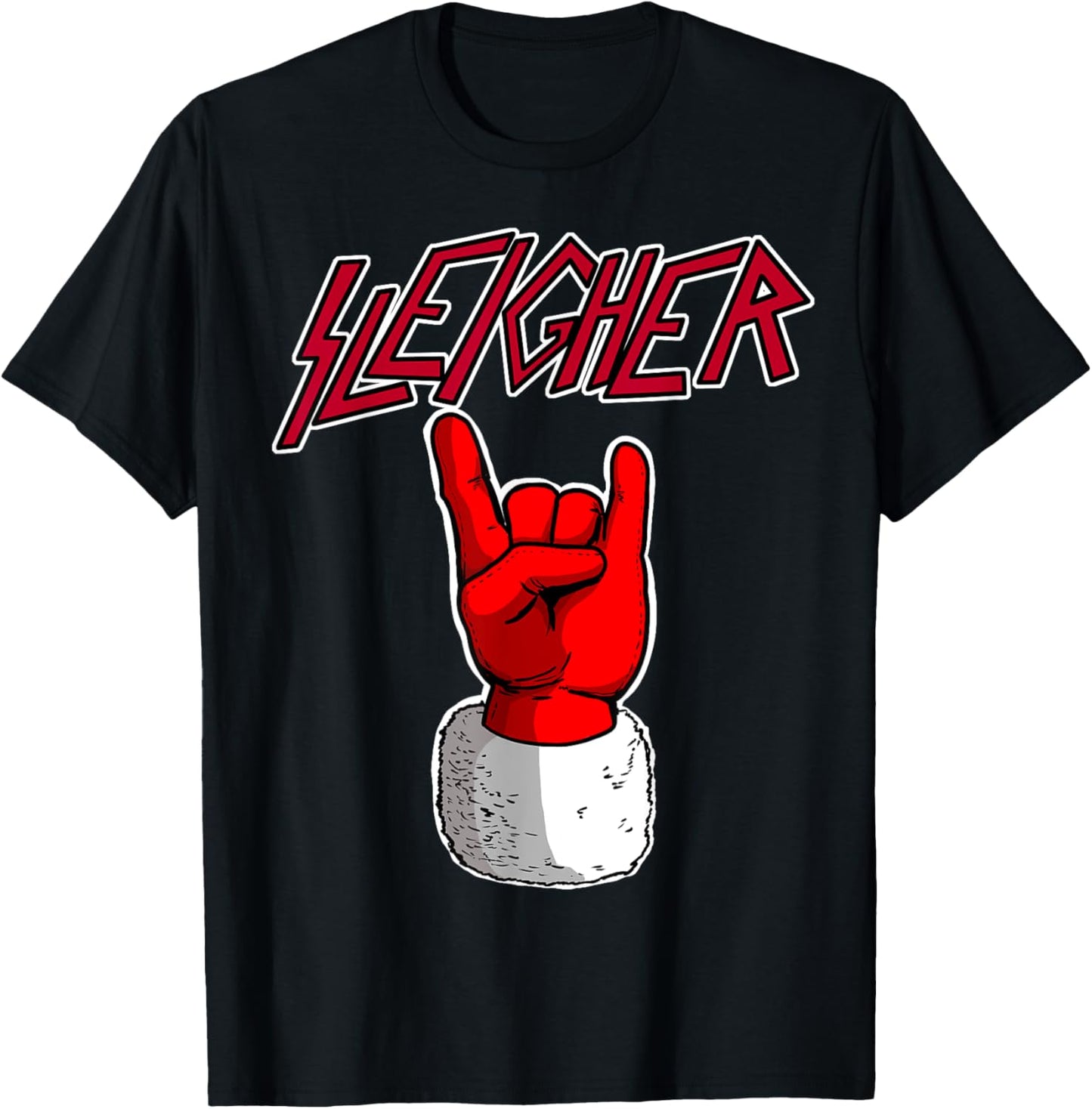 Sleigher Santa Claus Metal Christmas funny Hail Santa T-Shirt - T-Shirt | Black