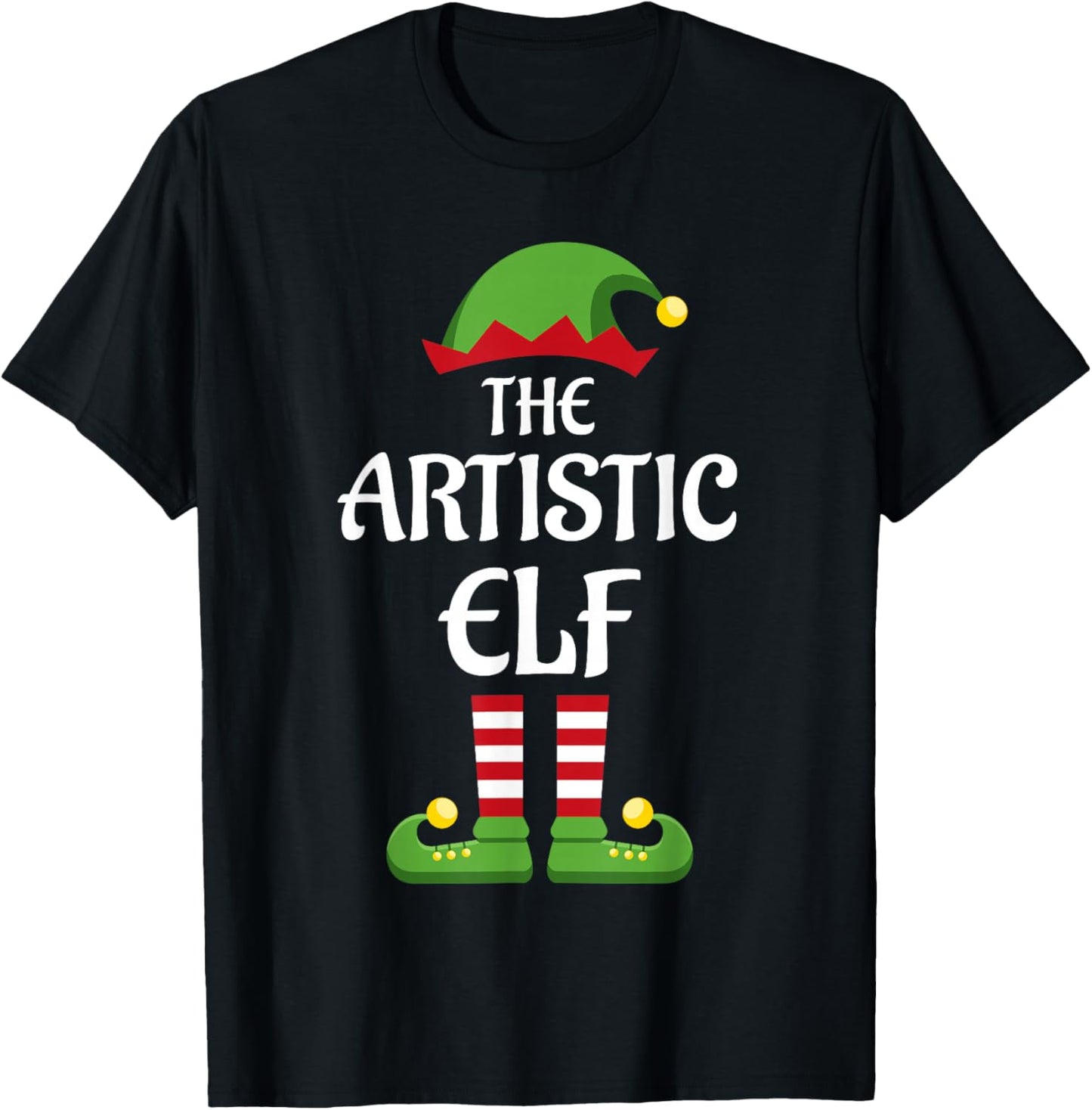 Artistic Elf Family Matching Group Christmas Art T-Shirt - T-Shirt | Black