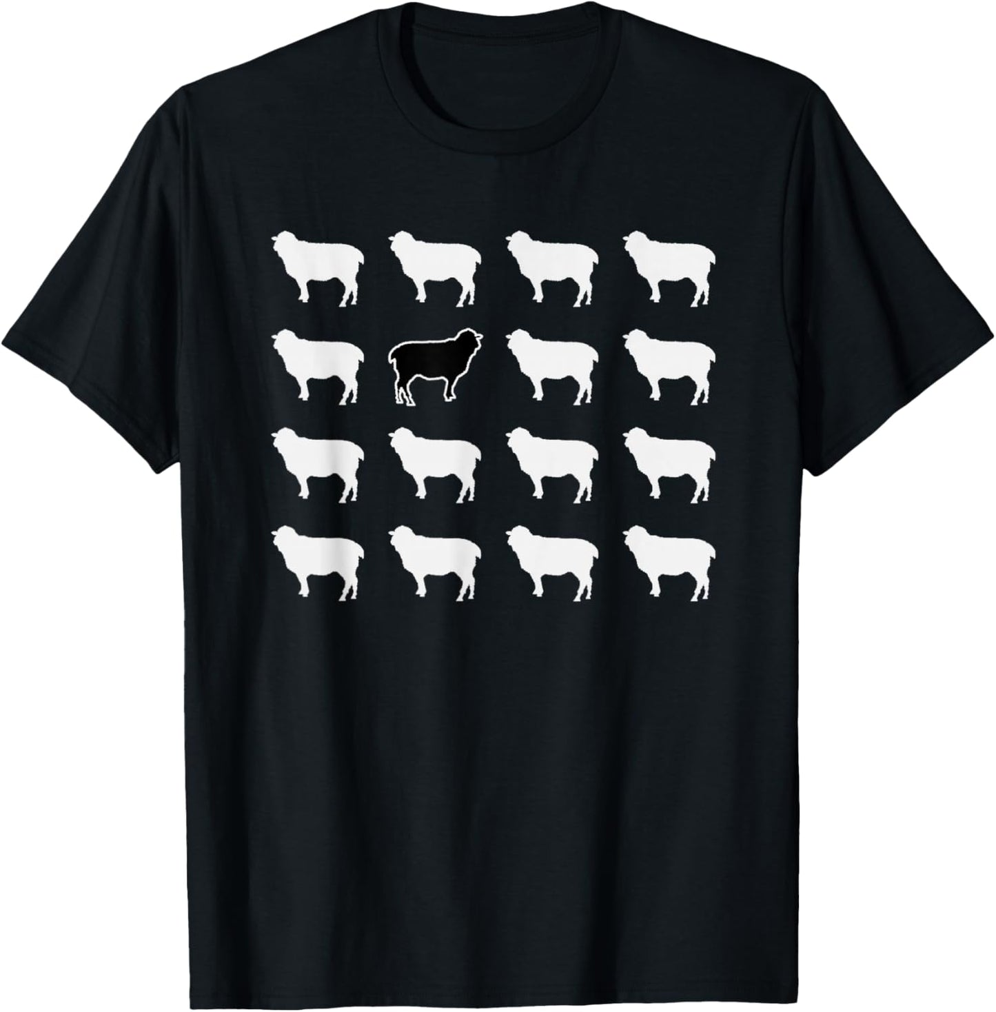 White and 1 Black Sheep, Funny, Jokes, Sarcastic Sayings T-Shirt - T-Shirt | Black