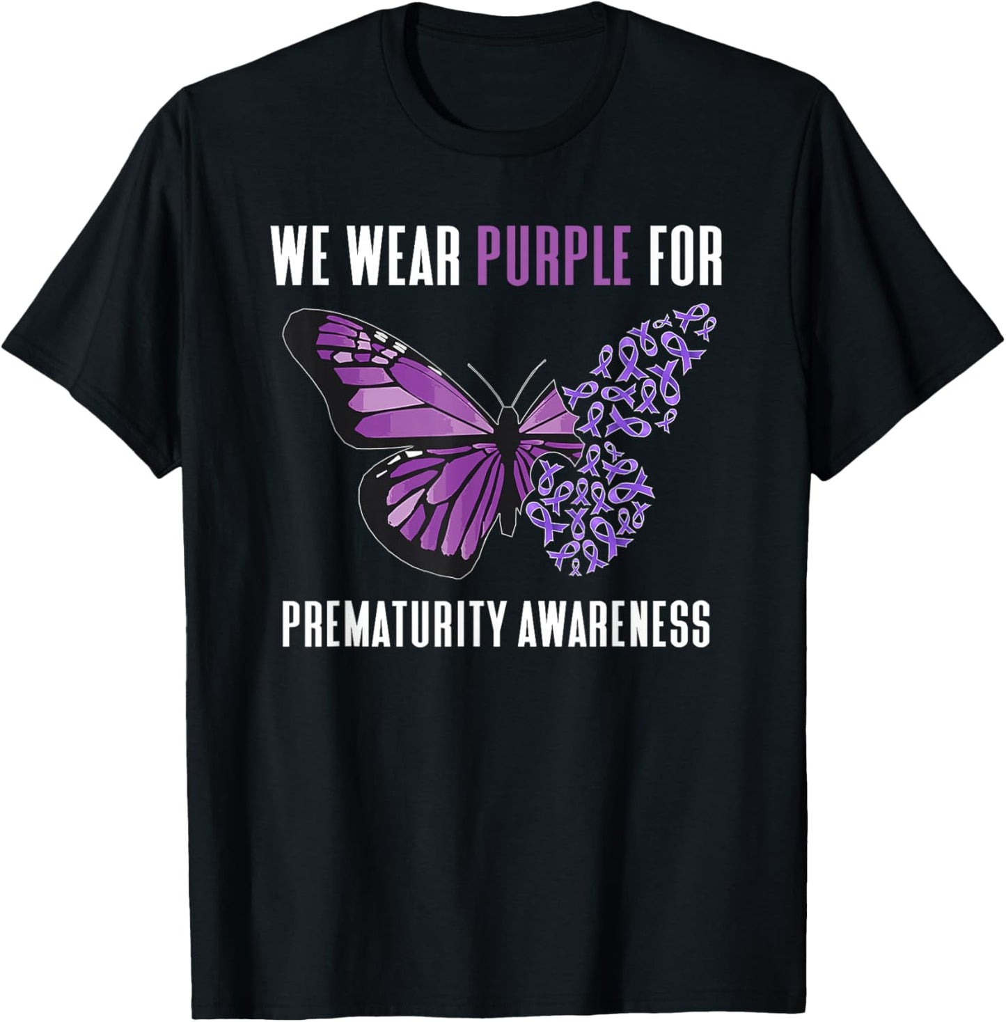 We Wear Purple Prematurity Awareness Nicu Dad Preemie Mom T-Shirt - T-Shirt | Black