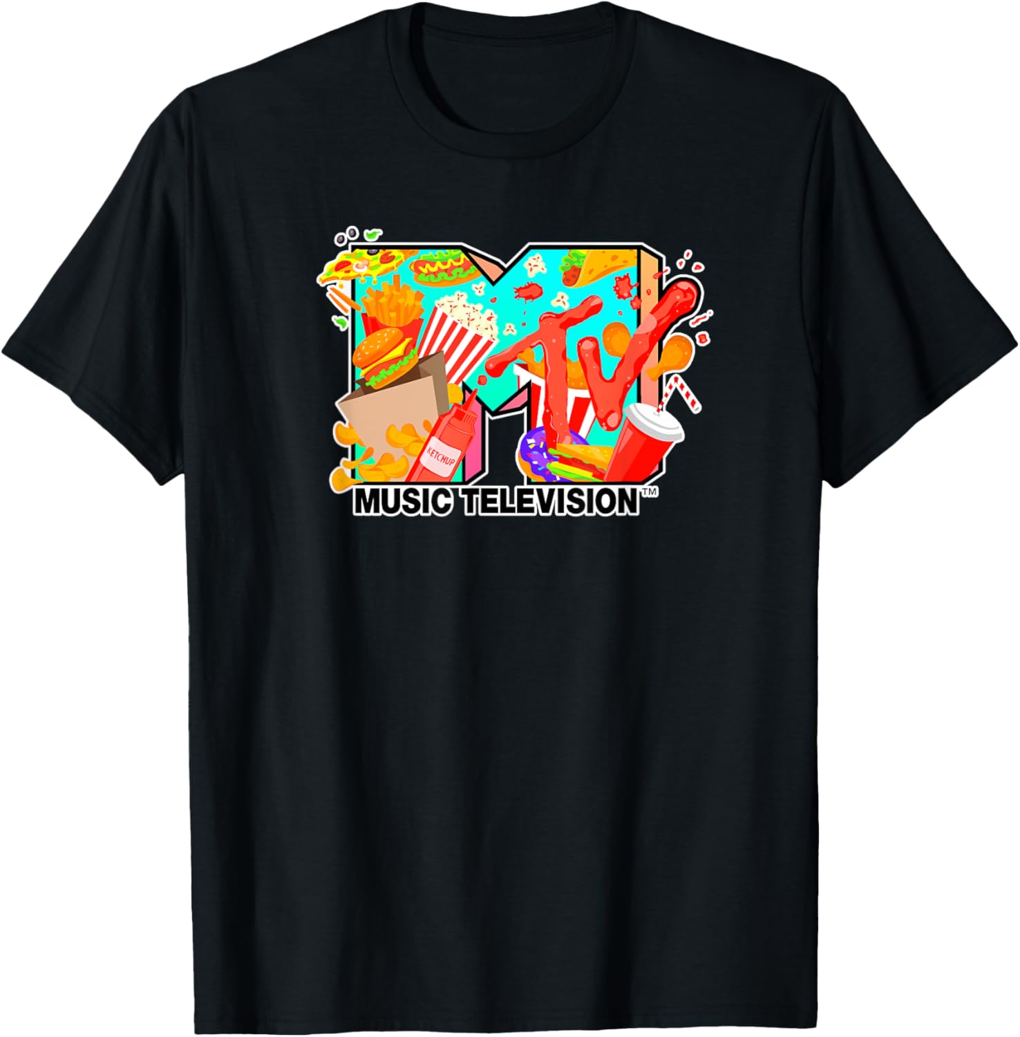 Mademark x MTV - Music Television - Fast Food Lovers T-Shirt - T-Shirt | Black