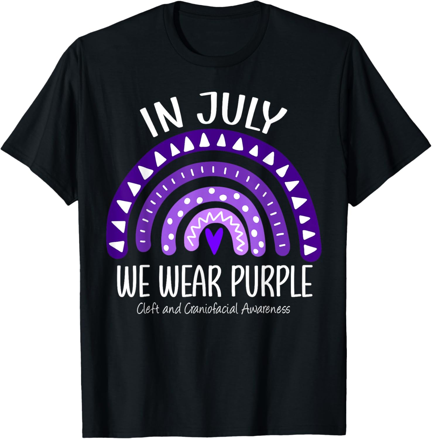 Rainbow July We Wear Purple Cleft and Craniofacial Awareness T-Shirt - T-Shirt | Black