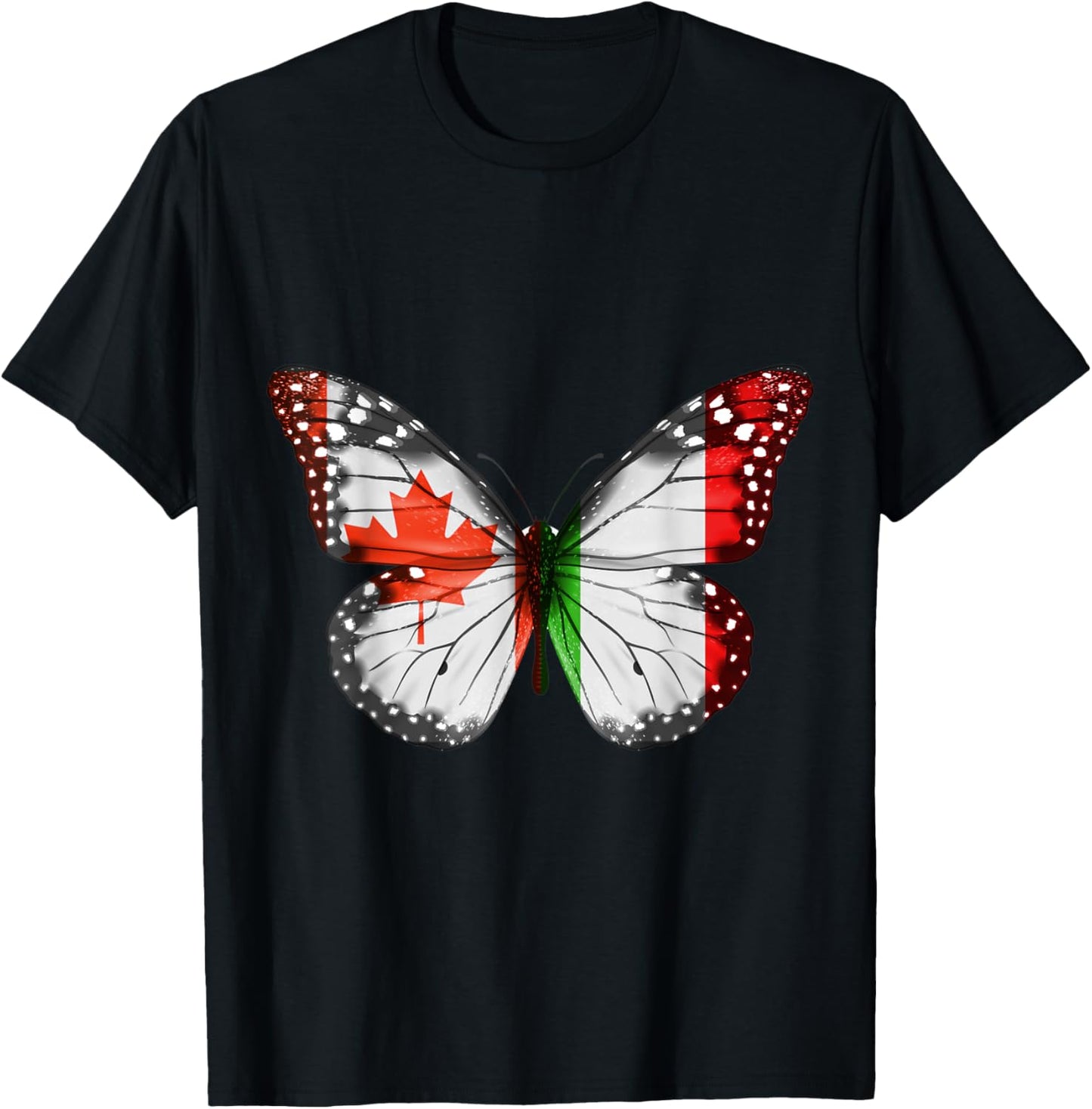 Canadian Italian Flag Butterfly T-Shirt - T-Shirt | Black