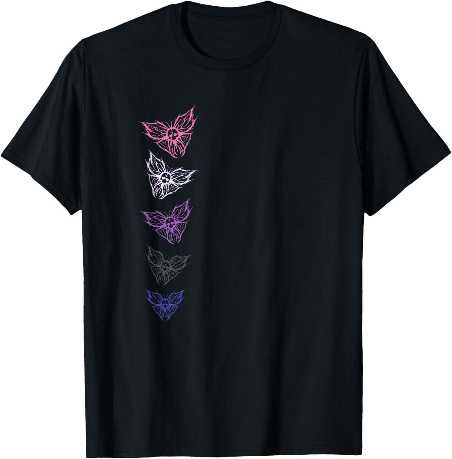 Subtle Genderfluid Pride Goth Butterfly, Non Binary Flag T-Shirt - T-Shirt | Black