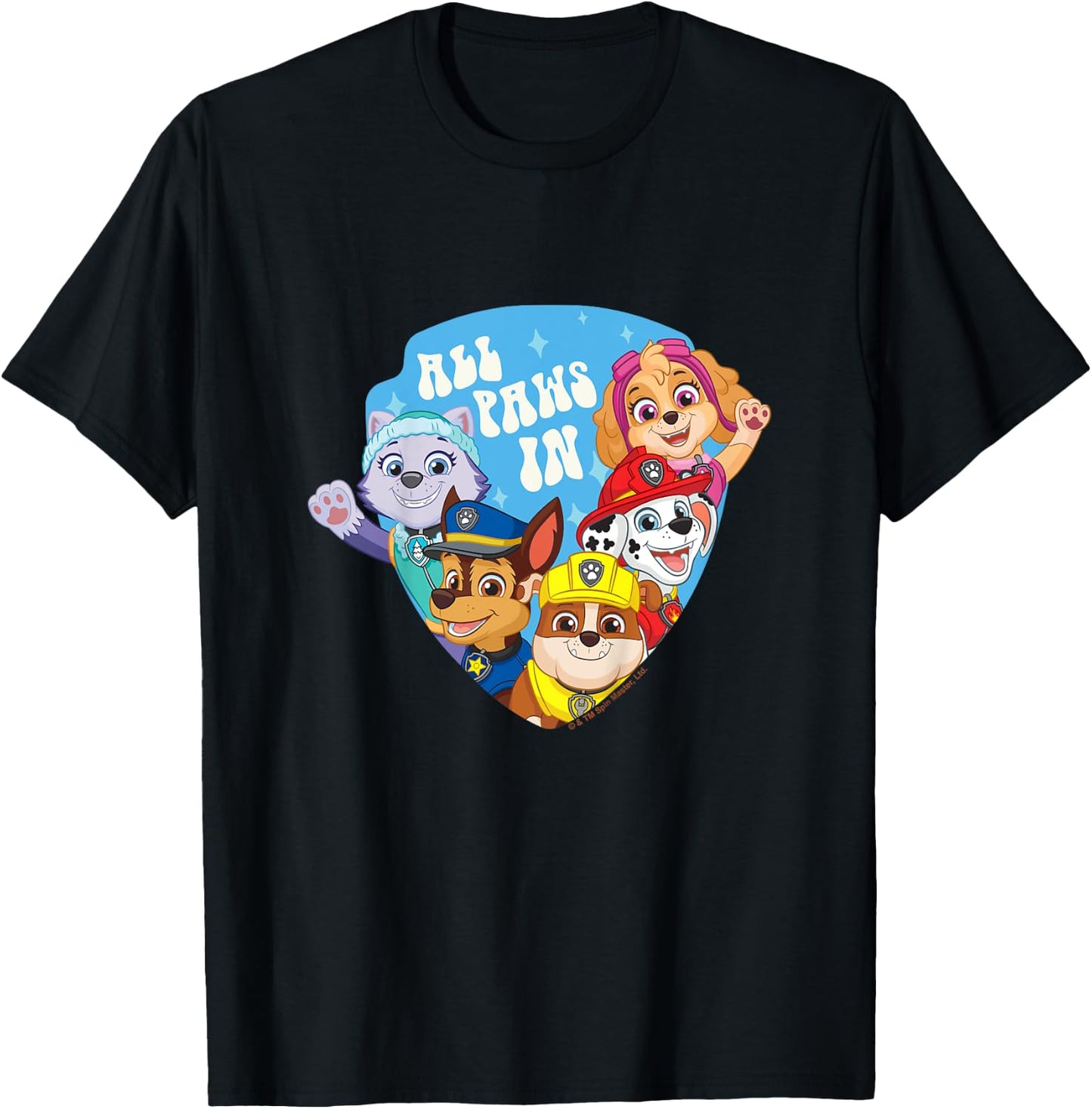 Kids PAW Patrol All Paws In Shield Emblem Group Shot T-Shirt - T-Shirt | Black