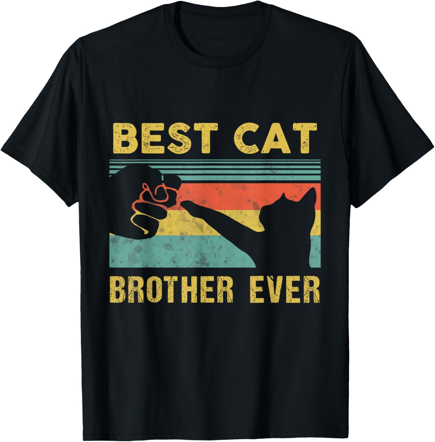 Best Cat Brother Ever Vintage Cats Happy Father's Day T-Shirt - T-Shirt | Black