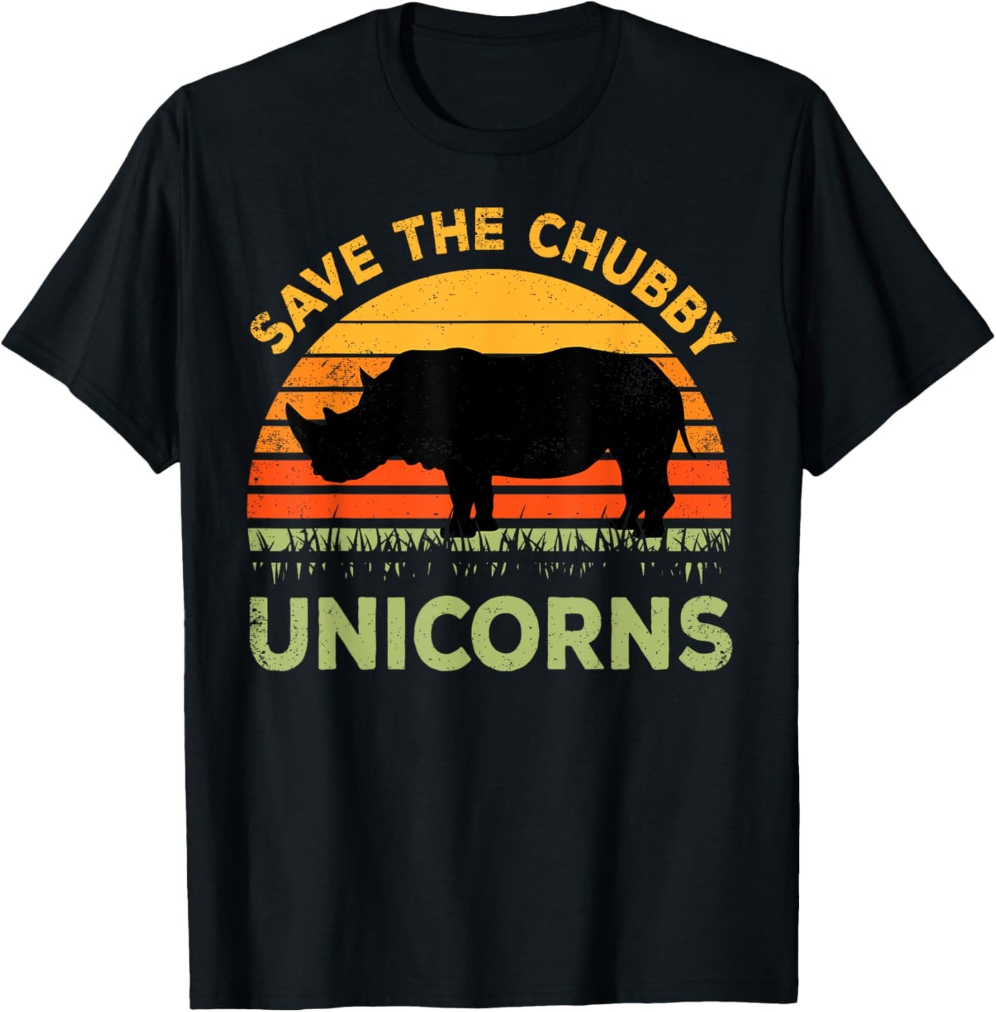 Save The Chubby Unicorns Rhino Rhinoceros African Animal T-Shirt - T-Shirt | Black