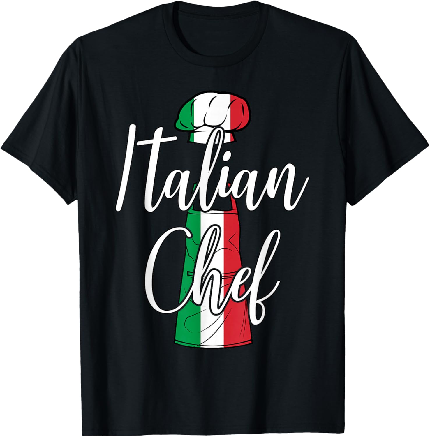 Italian Chef Cooking Funny Food Cook National Pride Flag Fun T-Shirt - T-Shirt | Black