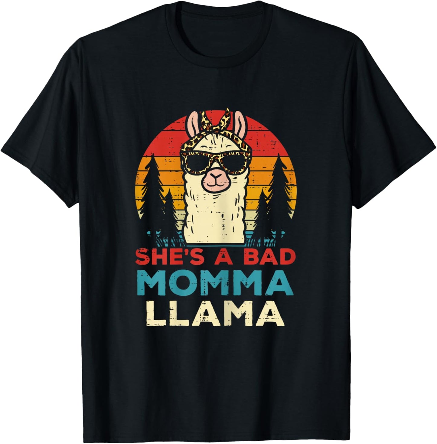 Bad Momma Llama Retro Alpaca Mothers Day Mom Mama Women T-Shirt - T-Shirt | Black