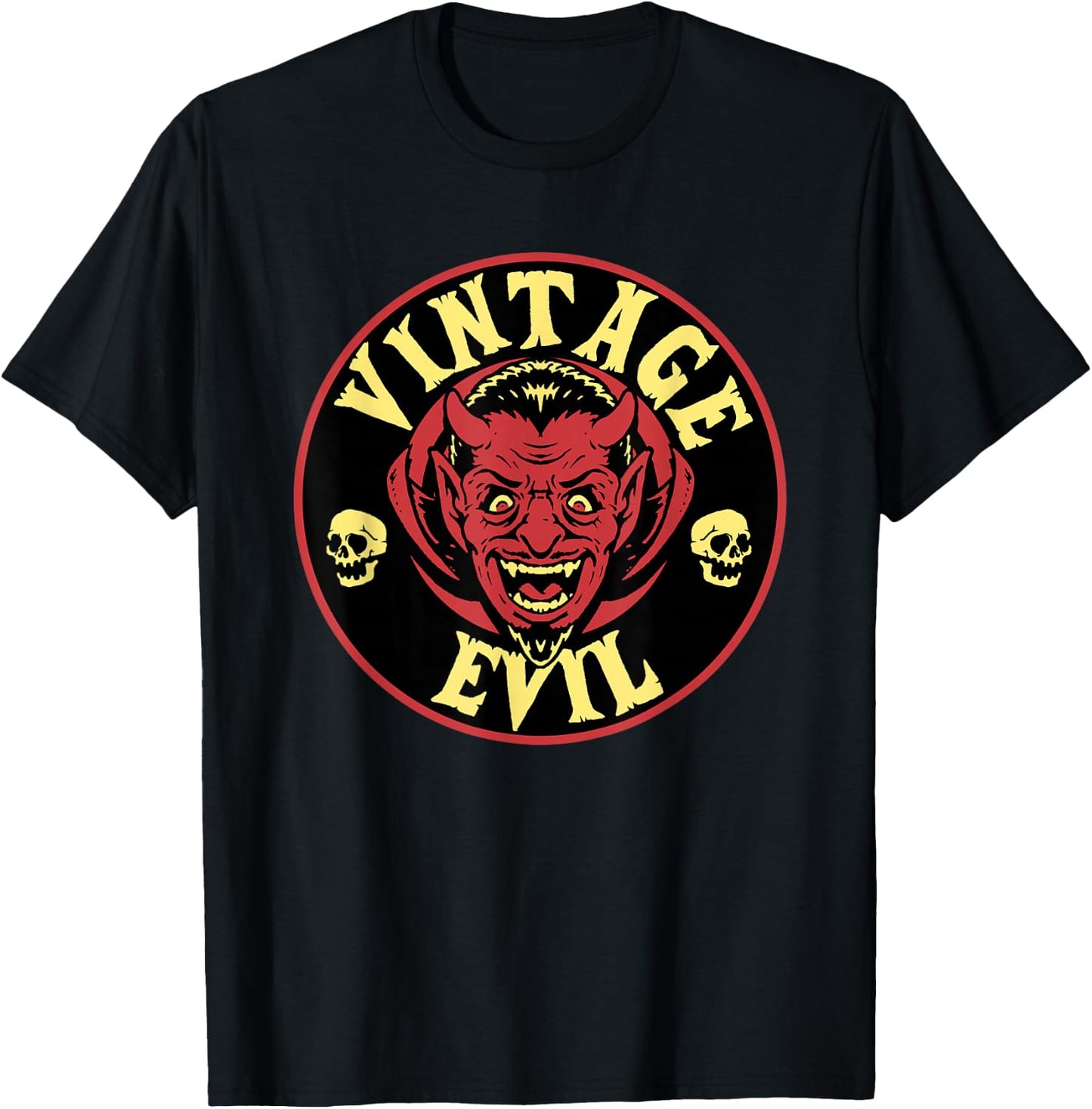 Vintage Evil Retro Halloween Horror Punk Rock Devil T-Shirt - T-Shirt | Black