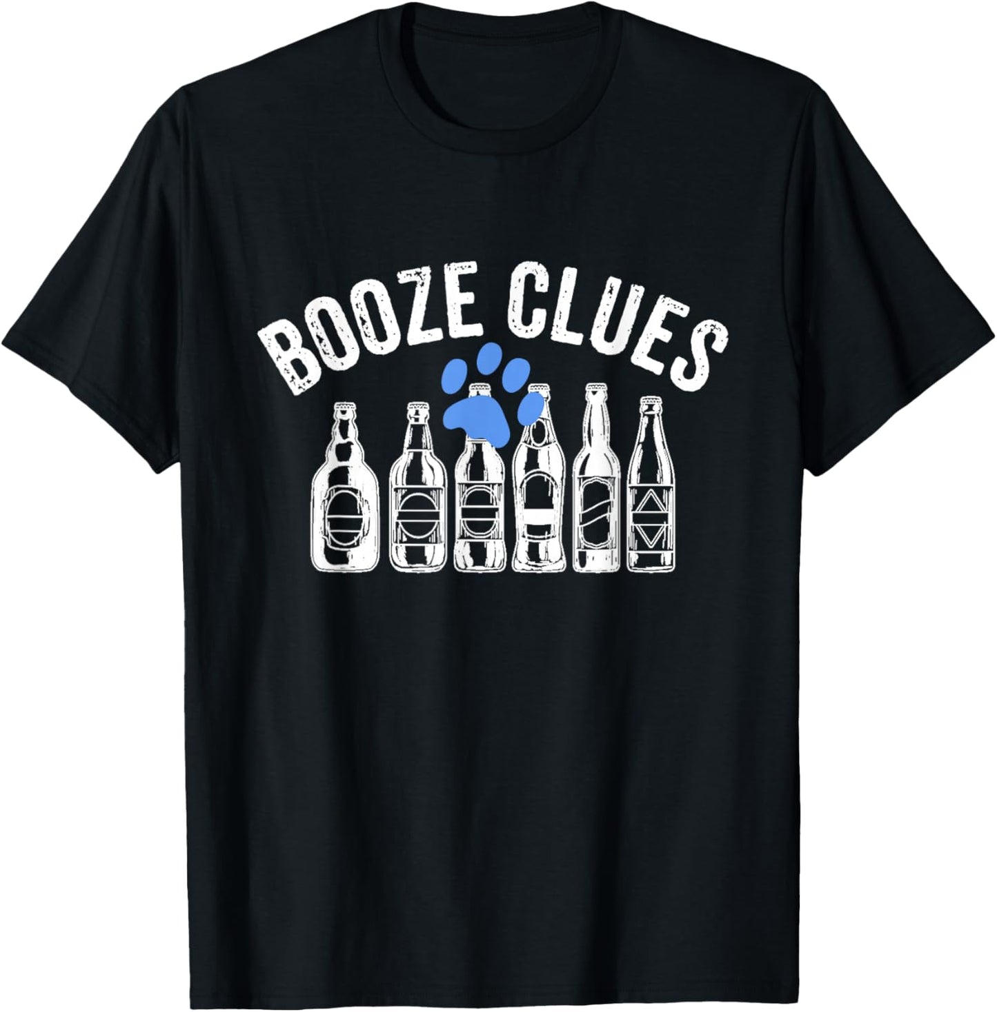 Booze Clues Funny Drinking Vintage Adult Humor T-Shirt - T-Shirt | Black