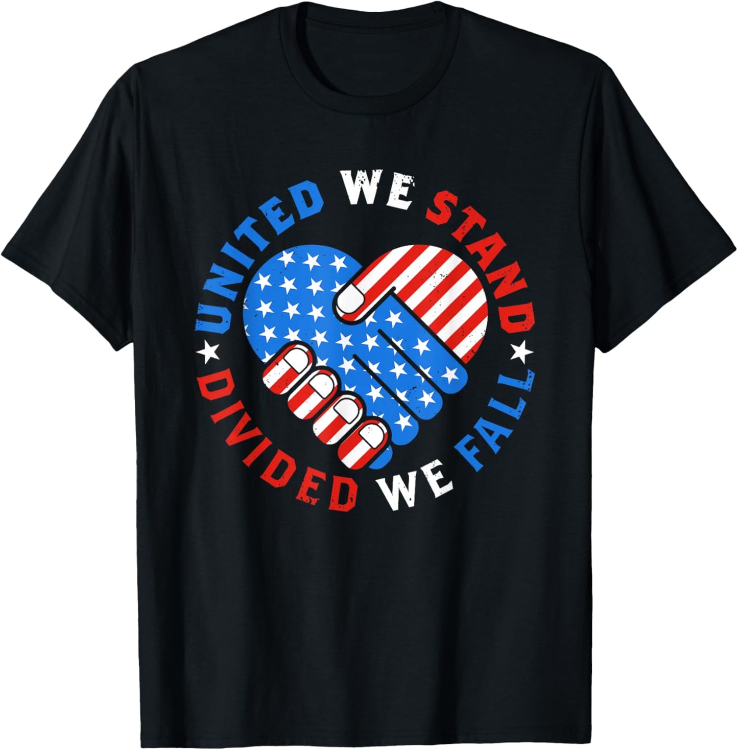 United We Stand Divided We Fall US American Flag Support T-Shirt - T-Shirt | Black