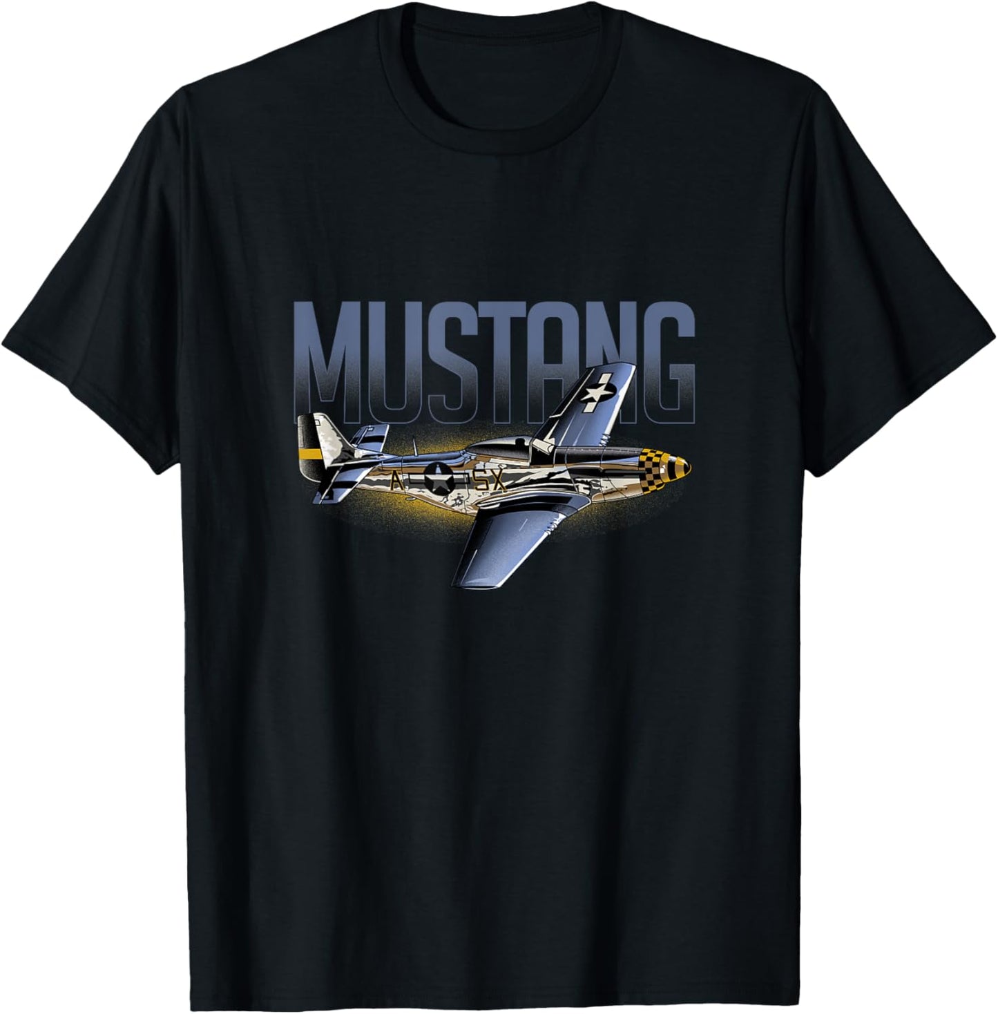 American Classics P51 Mustang World War II Military Airplane T-Shirt - T-Shirt | Black