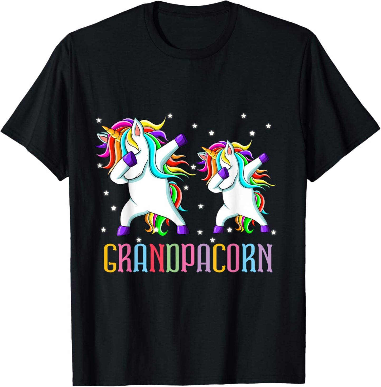 Funny Unicorn Grandpa Fathers Day 2022 Grandpacorn T-Shirt - T-Shirt | Black