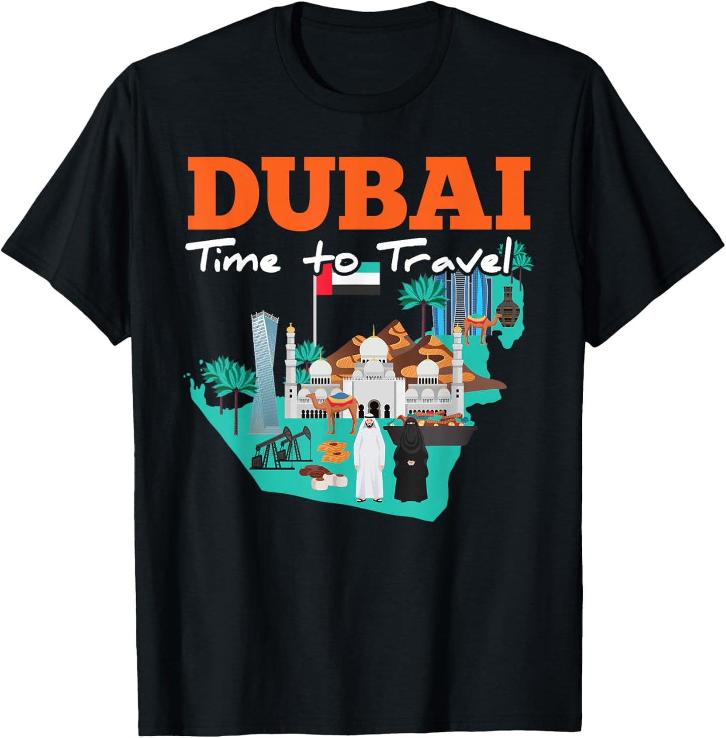 Dubai Time To Travel T-Shirt - T-Shirt | Black
