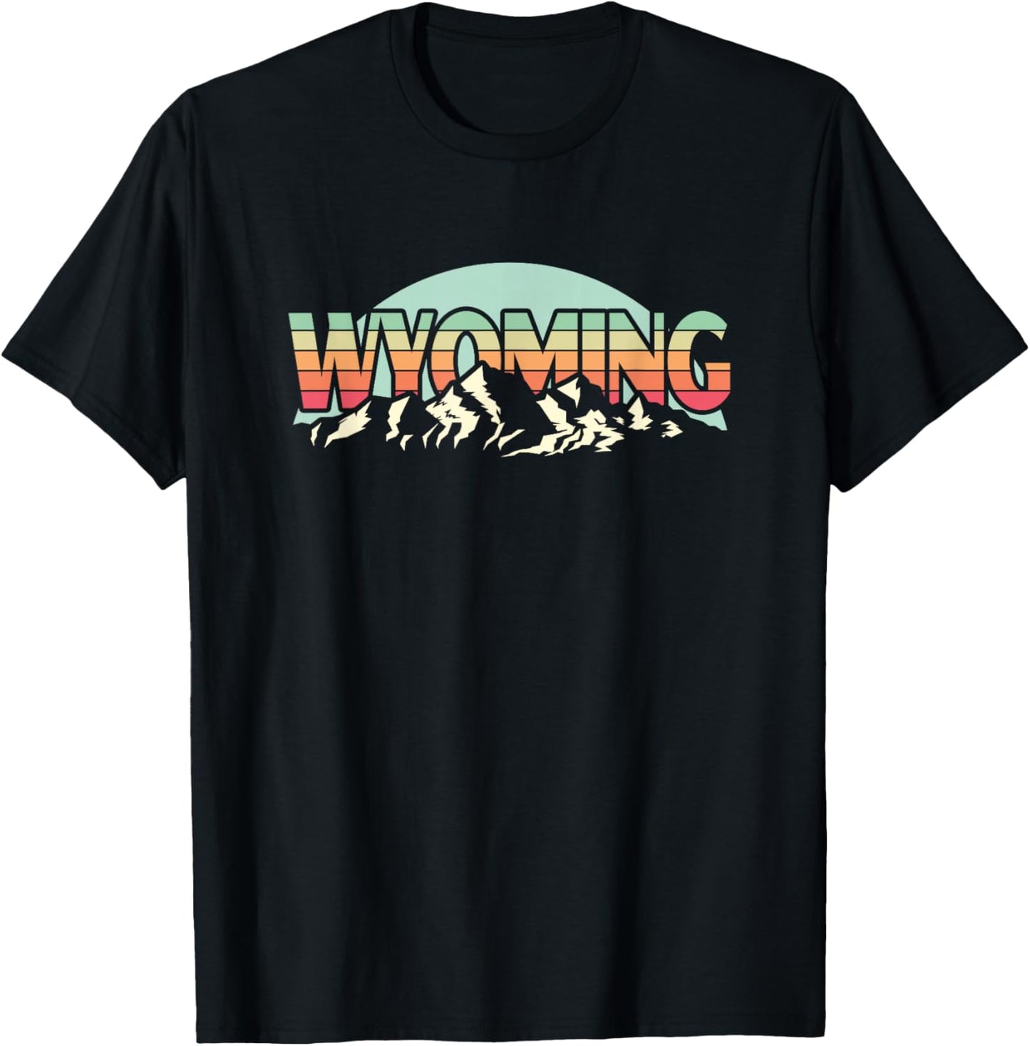 American State Wyoming - Vintage Mountain Nature Hiking T-Shirt - T-Shirt | Black