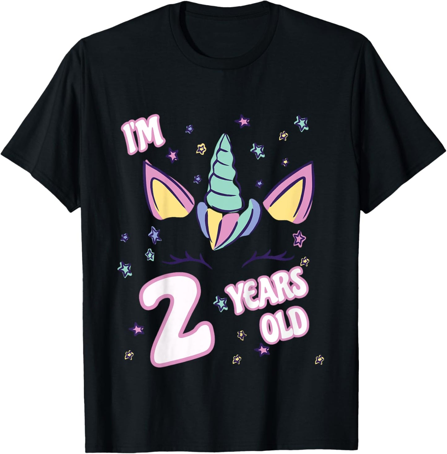 Unicorn 2nd birthday i'm 2 years old girl unicorn design T-Shirt - T-Shirt | Black