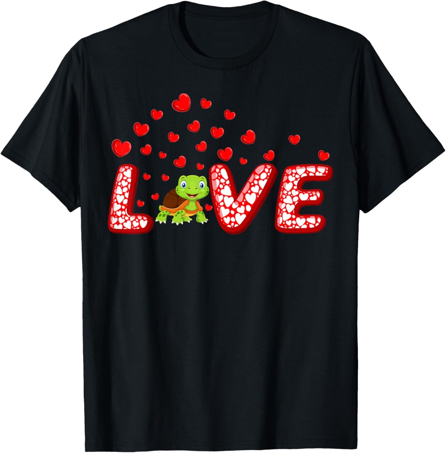 Turtle Lover Funny Hearts Love Turtle Valentine's Day T-Shirt - T-Shirt | Black