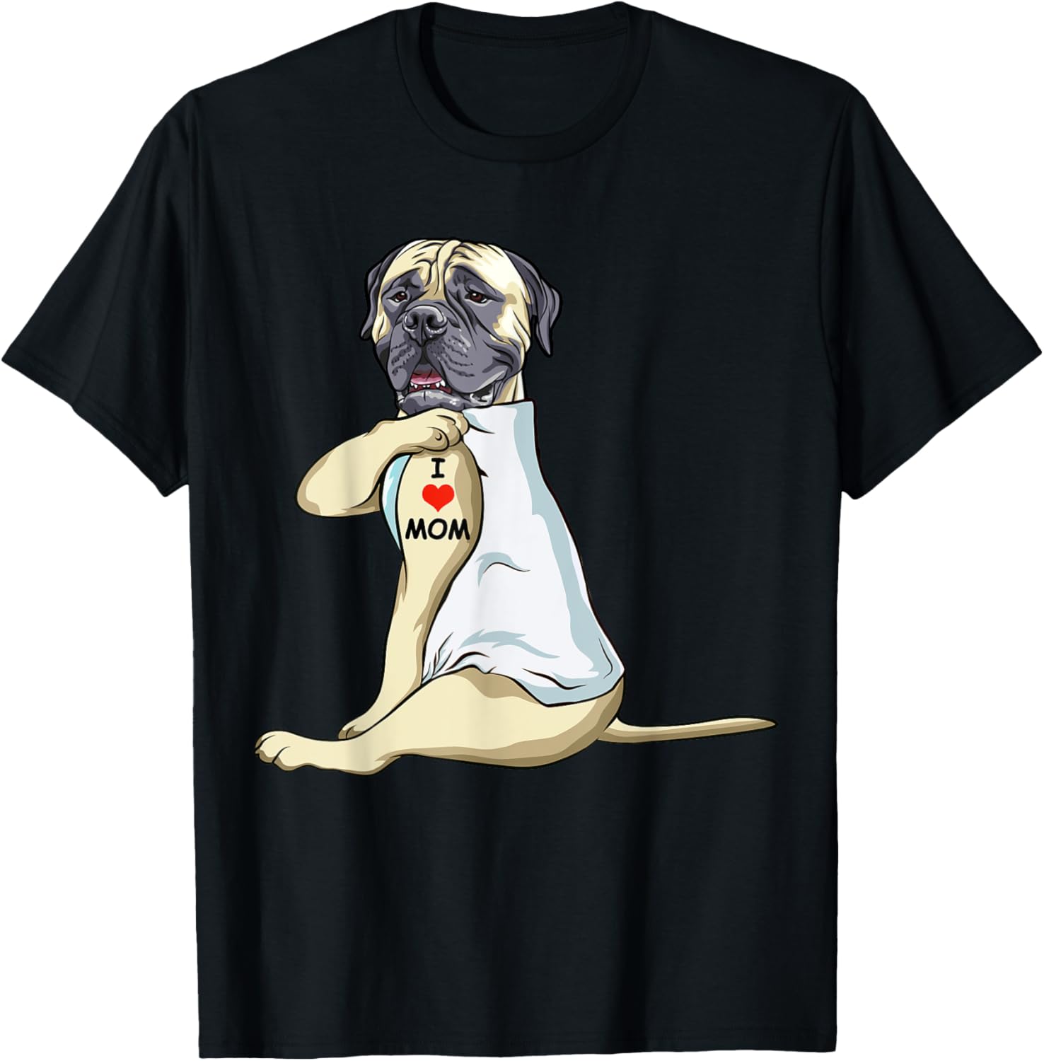 I Love Mom Tattoo English Mastiff Mom Dog Lover Women T-Shirt - T-Shirt | Black