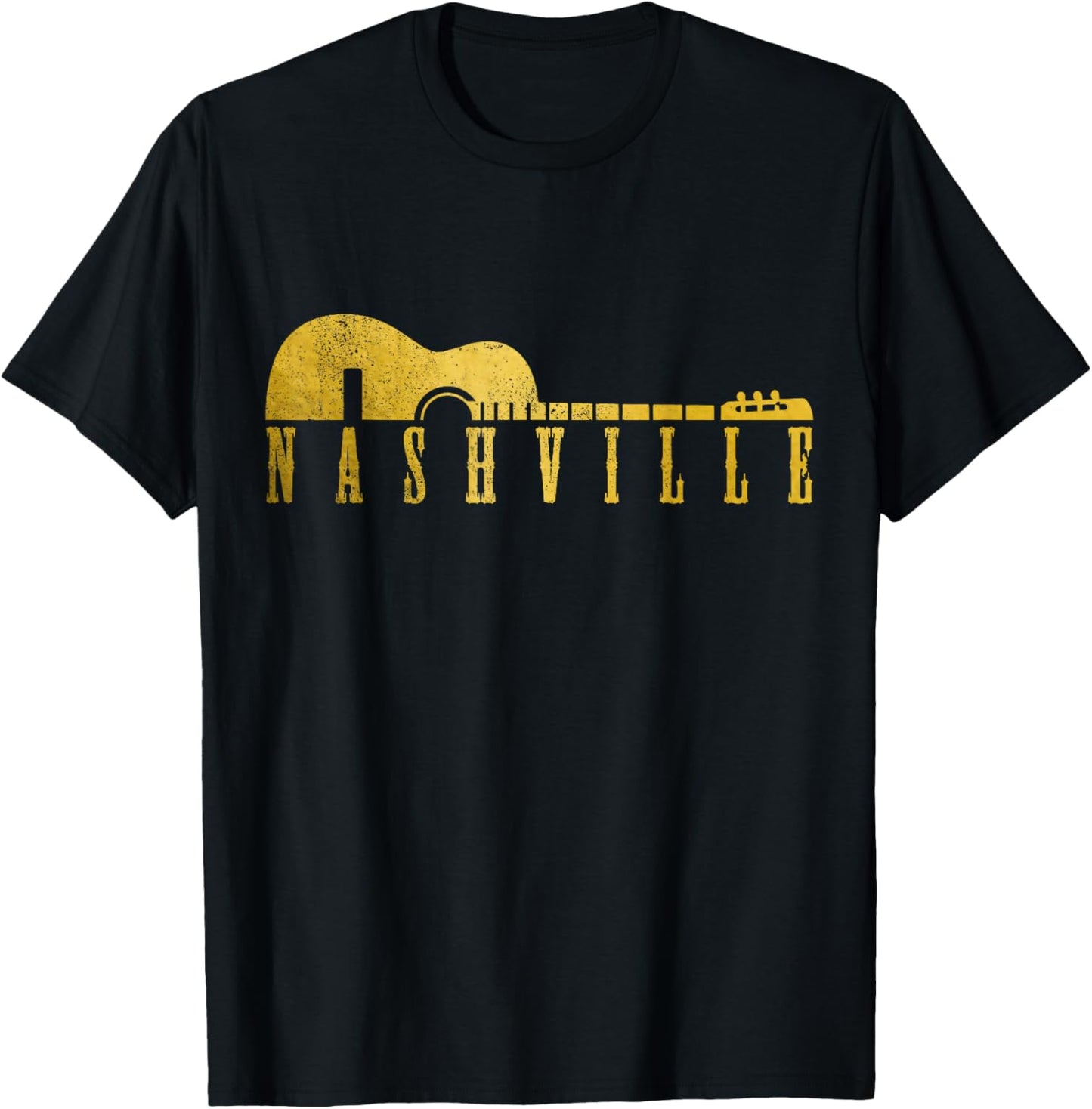Nashville Tennessee Country Music City Guitar Vintage Nash T-Shirt - T-Shirt | Black