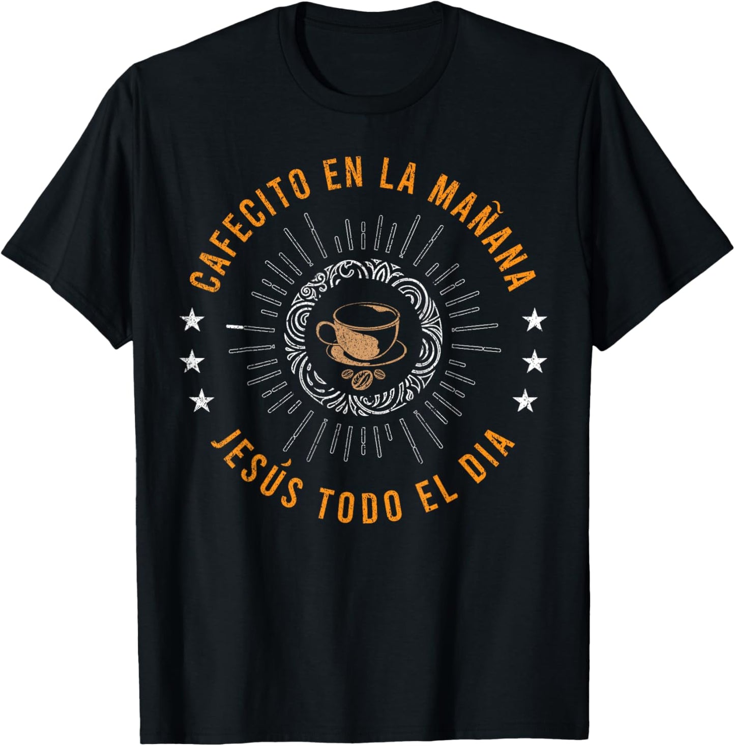 Cafecito Y Jesus Gift Reagalo Cristiano Christian Spanish T-Shirt - T-Shirt | Black
