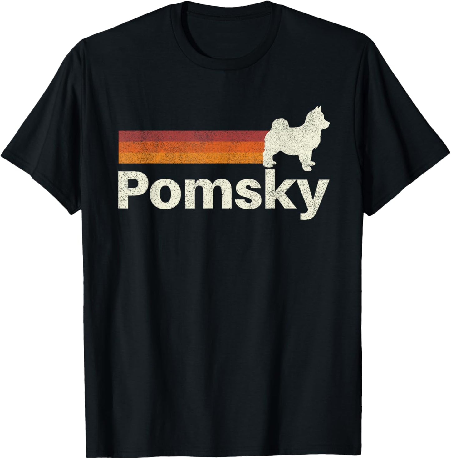Vintage Pomsky Retro Mom Dad Dog Women Girls Kids T-Shirt - T-Shirt | Black