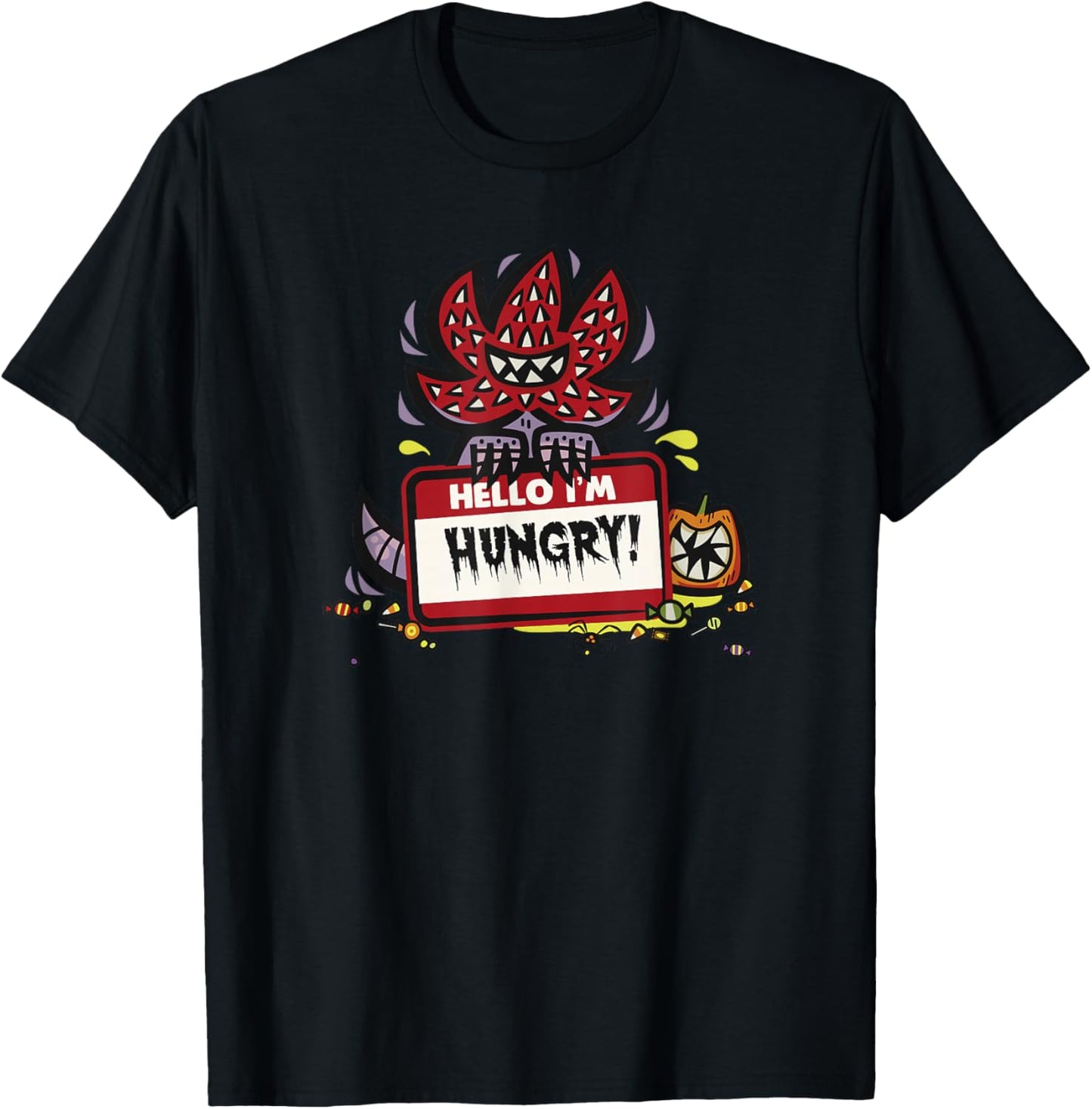 Stranger Things Halloween Demogorgon Hello I'm Hungry T-Shirt - T-Shirt | Black