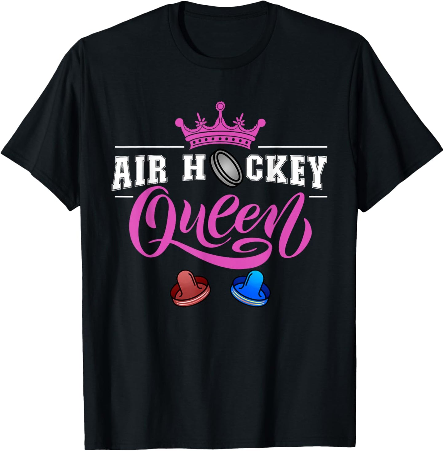 Air Hockey Queen Design For Air Hockey Lovers T-Shirt - T-Shirt | Black