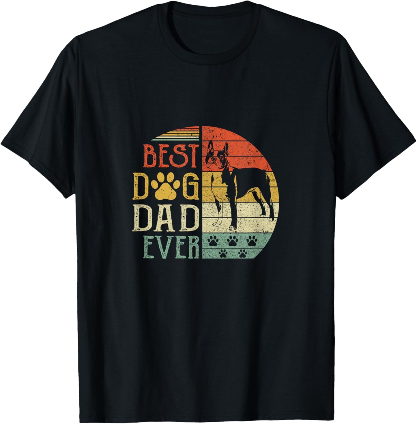 Boston Terrier Best Dog Dad Ever Vintage Father'S Day Retro Women T-Shirt - T-Shirt | Black