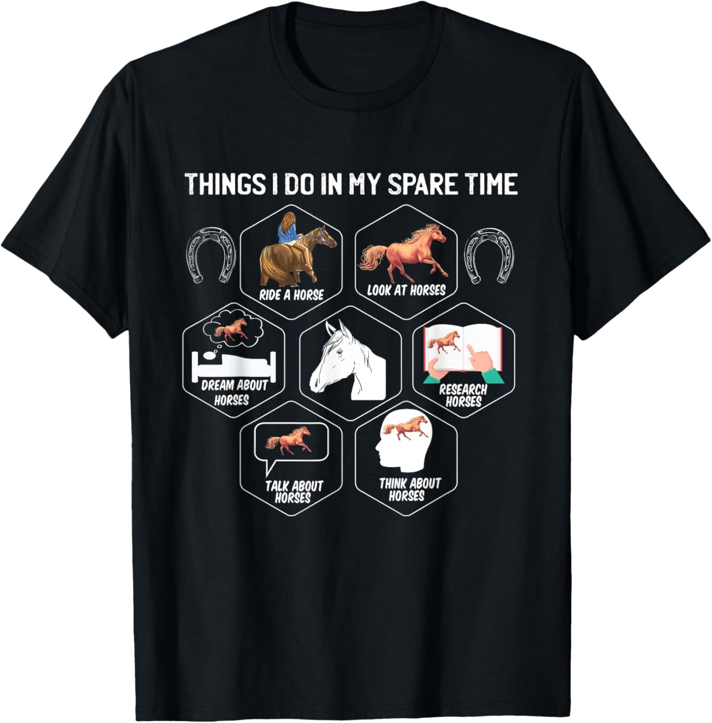 Horse Shirts Girls Things I Do In My Spare Time T-Shirt - T-Shirt | Black