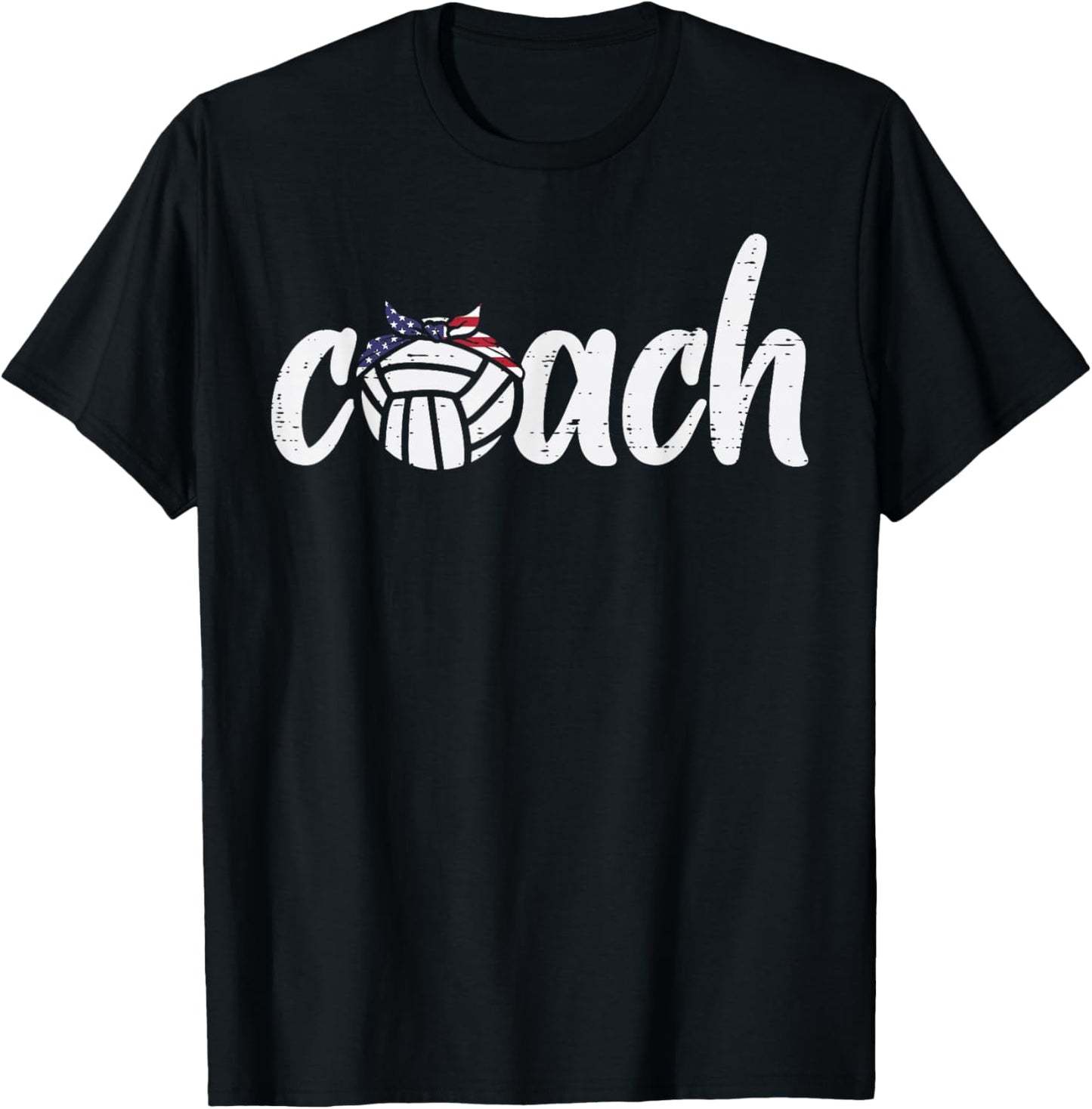 Volleyball Coach US Flag Bandana Vintage Patriotic Men Women T-Shirt - T-Shirt | Black