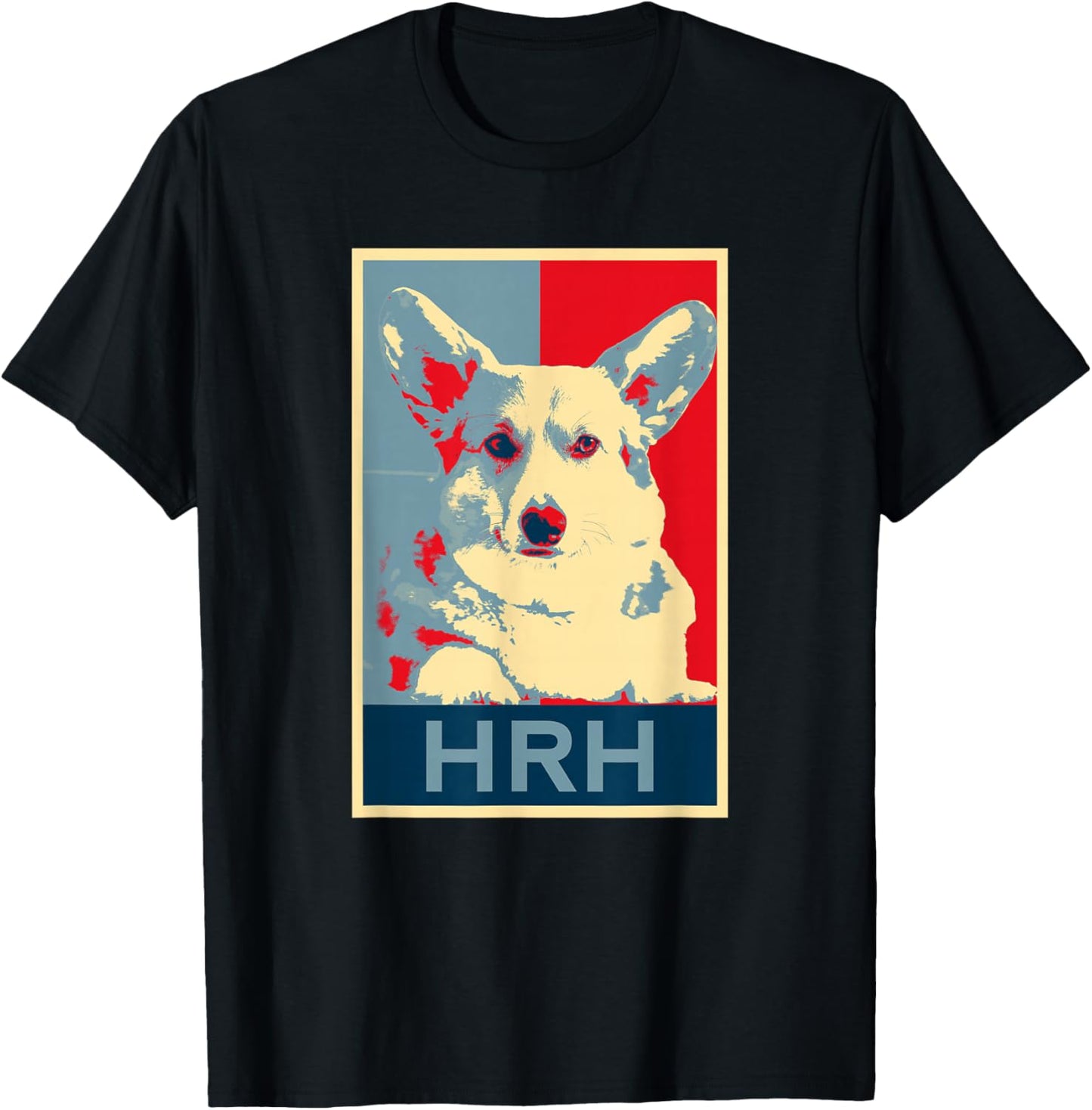 Corgi Dog Queen Pop Art Her Royal Highness HRH T-Shirt - T-Shirt | Black