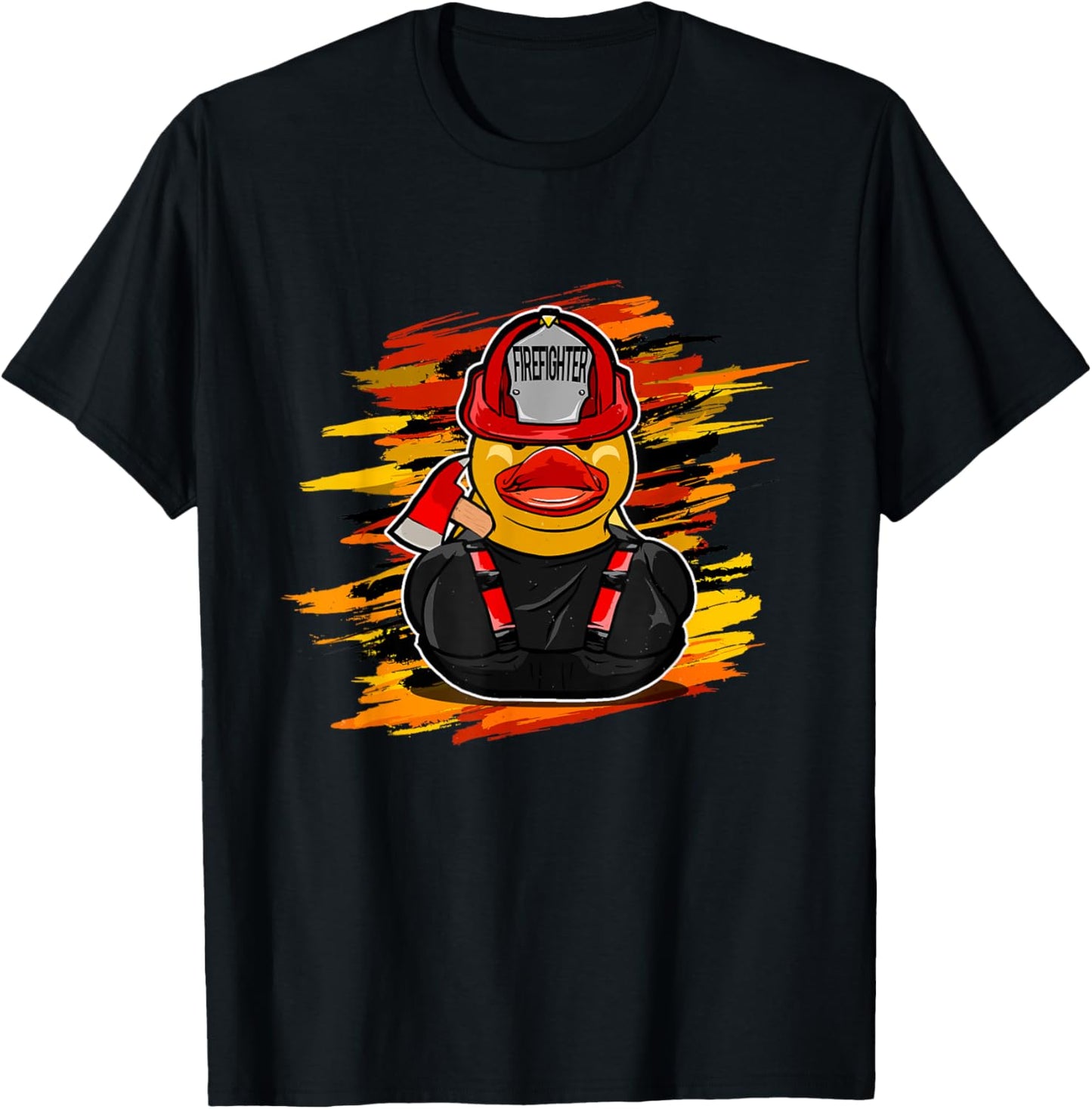 Fire Brigade Duck -Kids Black Firefighter Duck T-Shirt - T-Shirt | Black