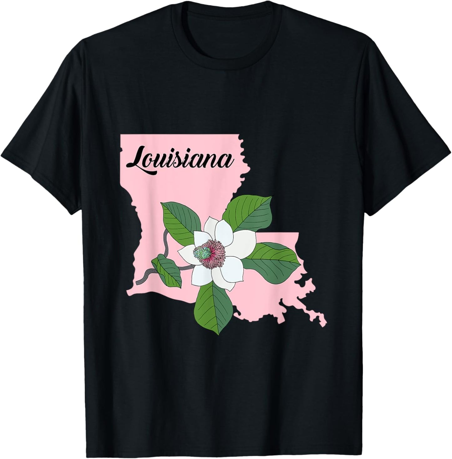Louisiana Flower Magnolia T-Shirt - T-Shirt | Black