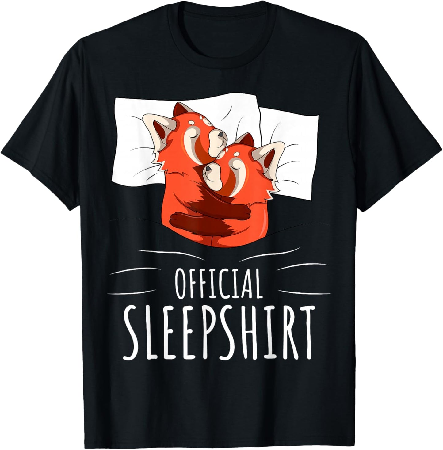 Official Panda Lover Sleep Shirt Red T-Shirt - T-Shirt | Black