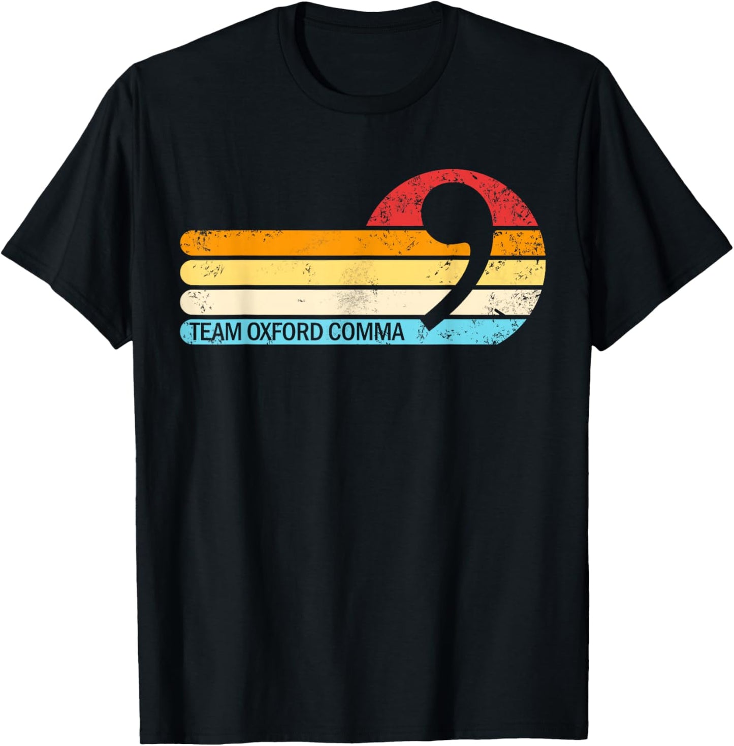 Team Oxford Comma Retro Sunset Team Oxford Comma T-Shirt - T-Shirt | Black