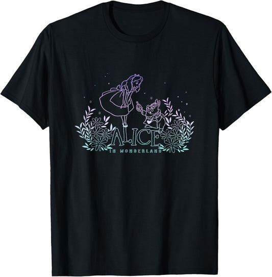 Disney Alice In Wonderland Alice Meets White Rabbit Dark T-Shirt - T-Shirt | Black