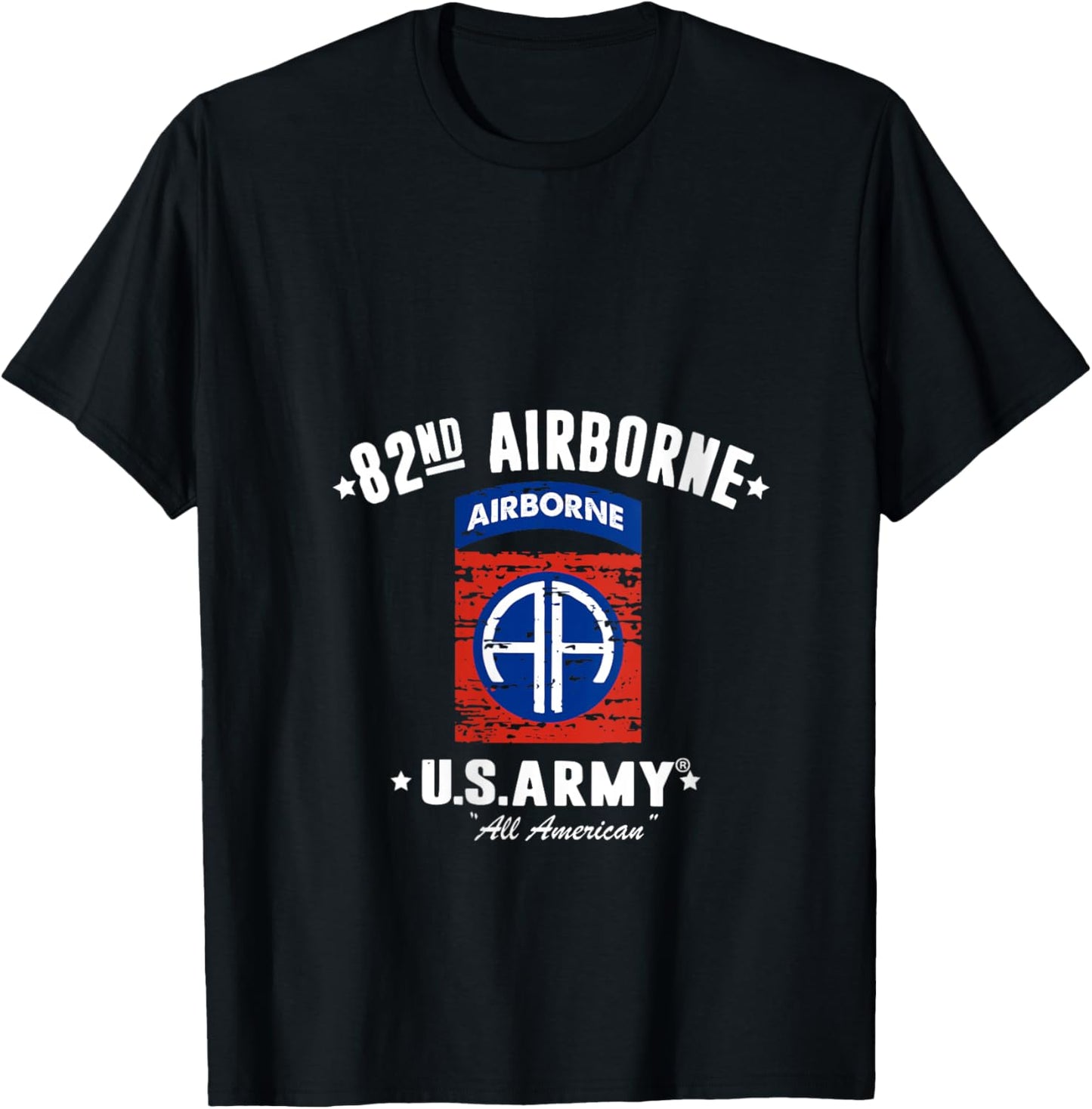 US Army 82nd AIRBORNE Division All American Vintage V-Neck T-Shirt - T-Shirt | Black