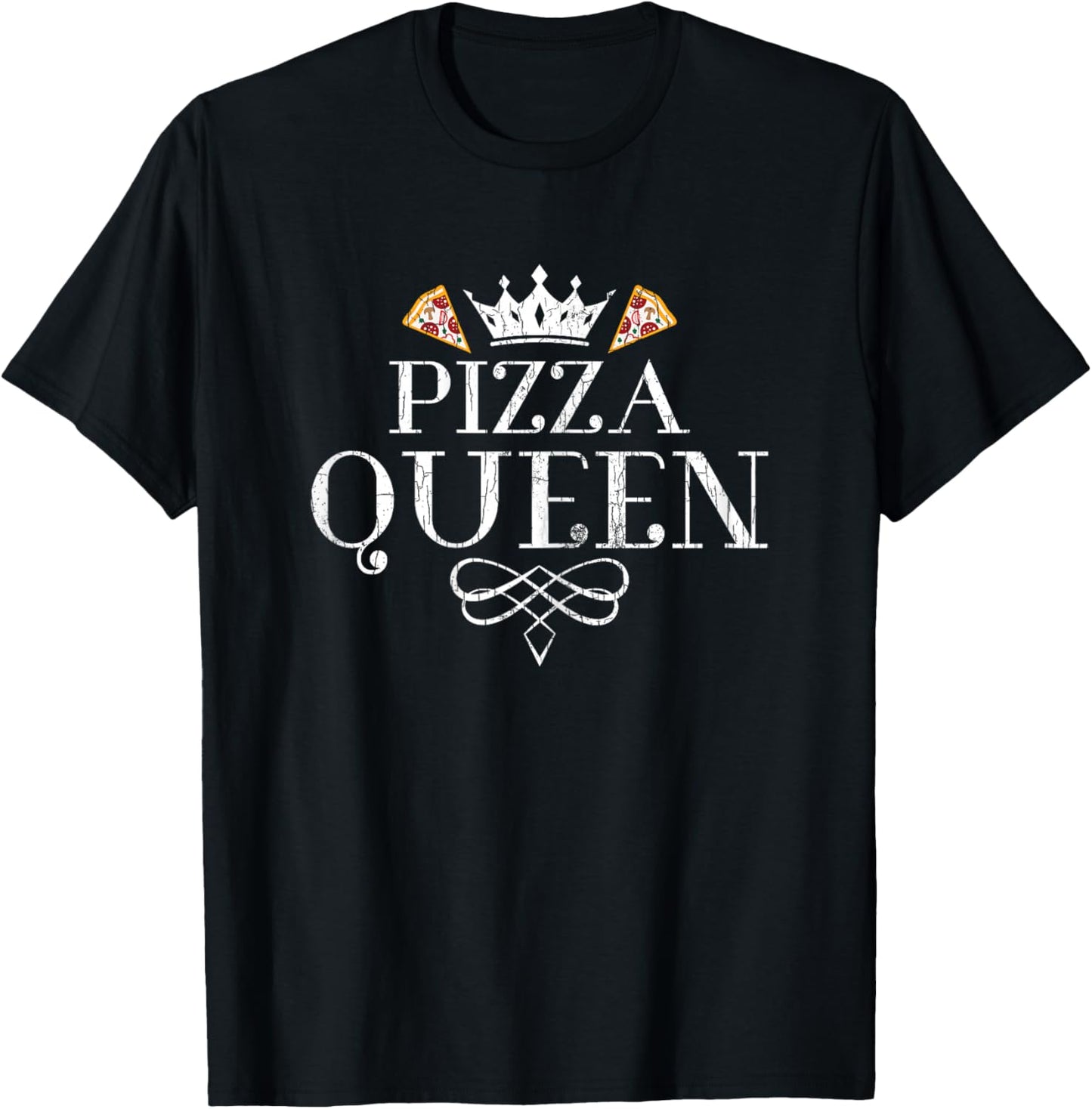 Pizza Queen Funny Eater Graphic T-Shirt - T-Shirt | Black