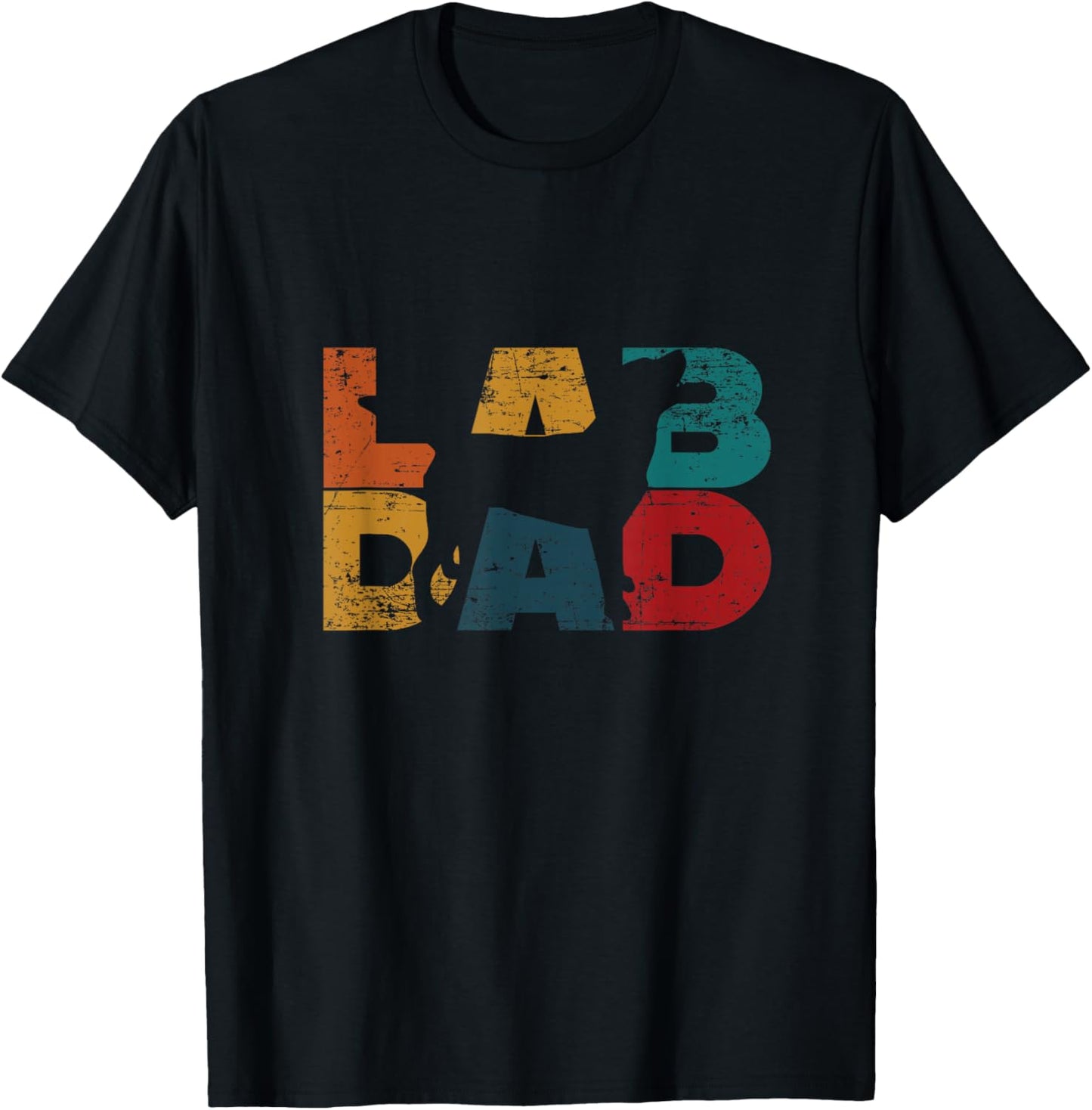 Retro Lab Lover Labrador Black Lab Dad T-Shirt - T-Shirt | Black