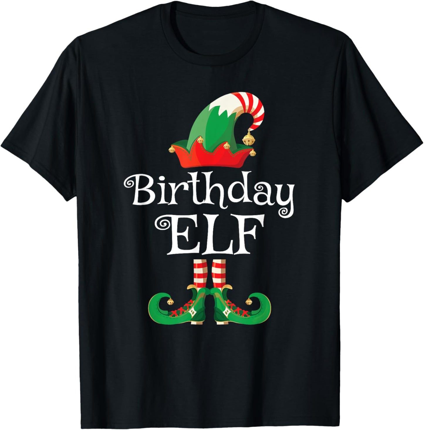 Birthday Elf Shirt Funny Xmas Matching Bday Christmas T-Shirt - T-Shirt | Black