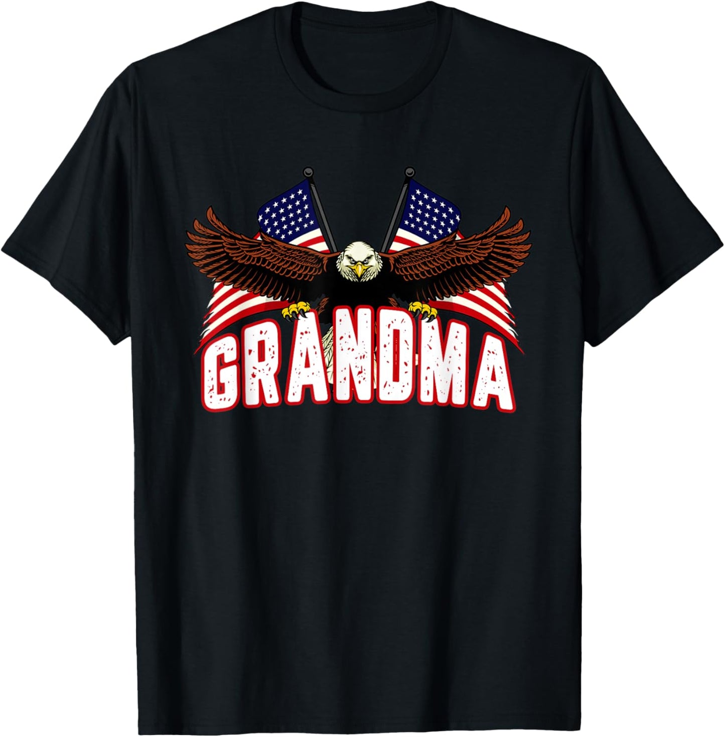 Retro Grandma American Flag Bald Eagle Patriotic 4th of July Men T-Shirt - T-Shirt | Black