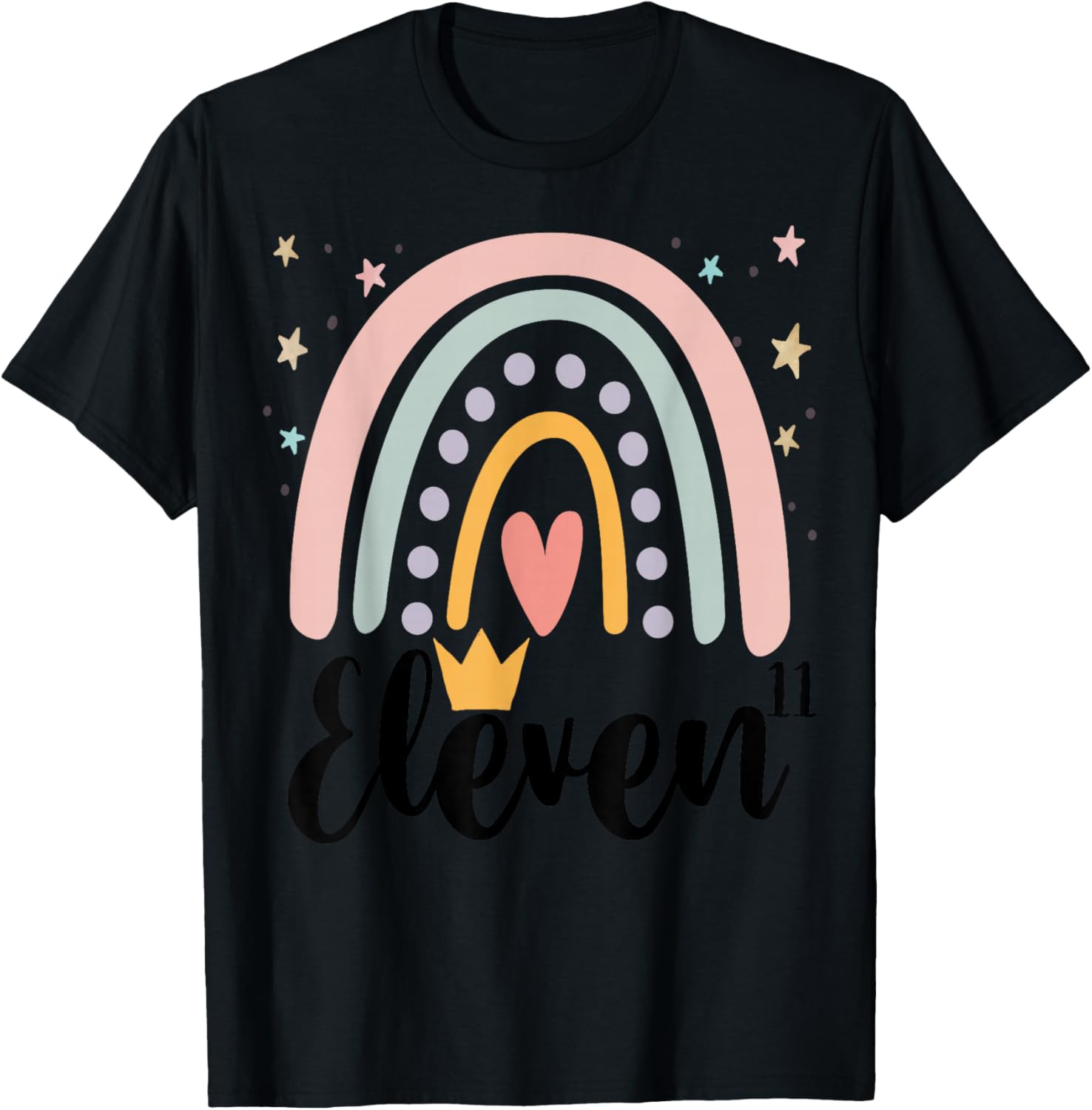 11 Year Birthday Rainbow Party Family 11 Year Old T-Shirt - T-Shirt | Black