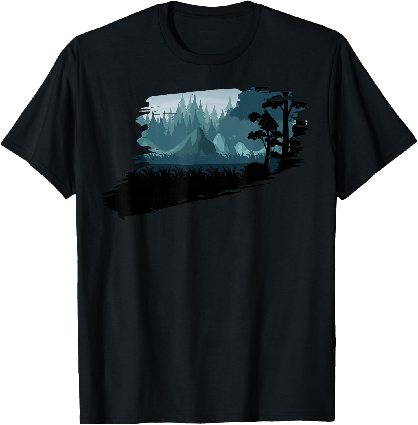 Beautiful Mountain, Nature Trees and Forest T-Shirt - T-Shirt | Black