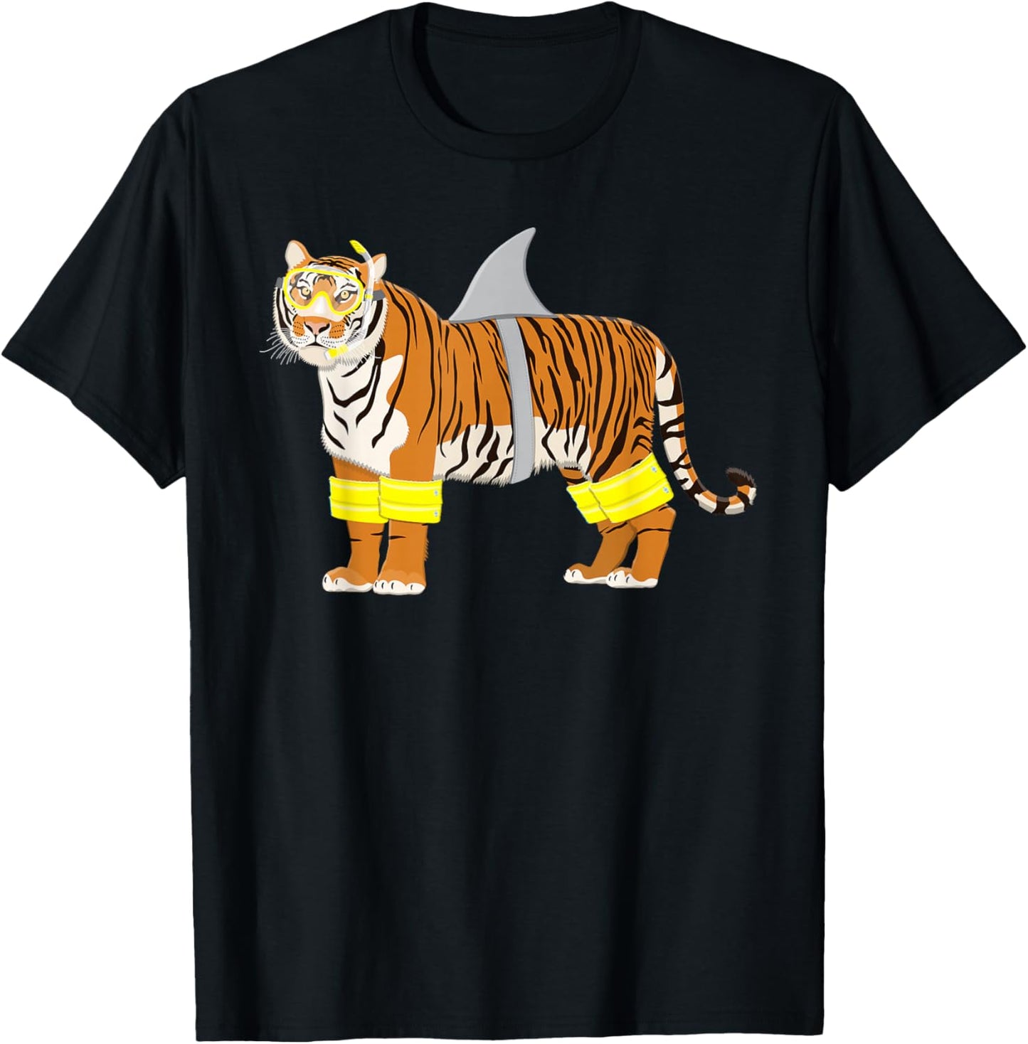 Tiger Shark Tiger Dresses Like Shark Funny Animal Pun T-Shirt - T-Shirt | Black