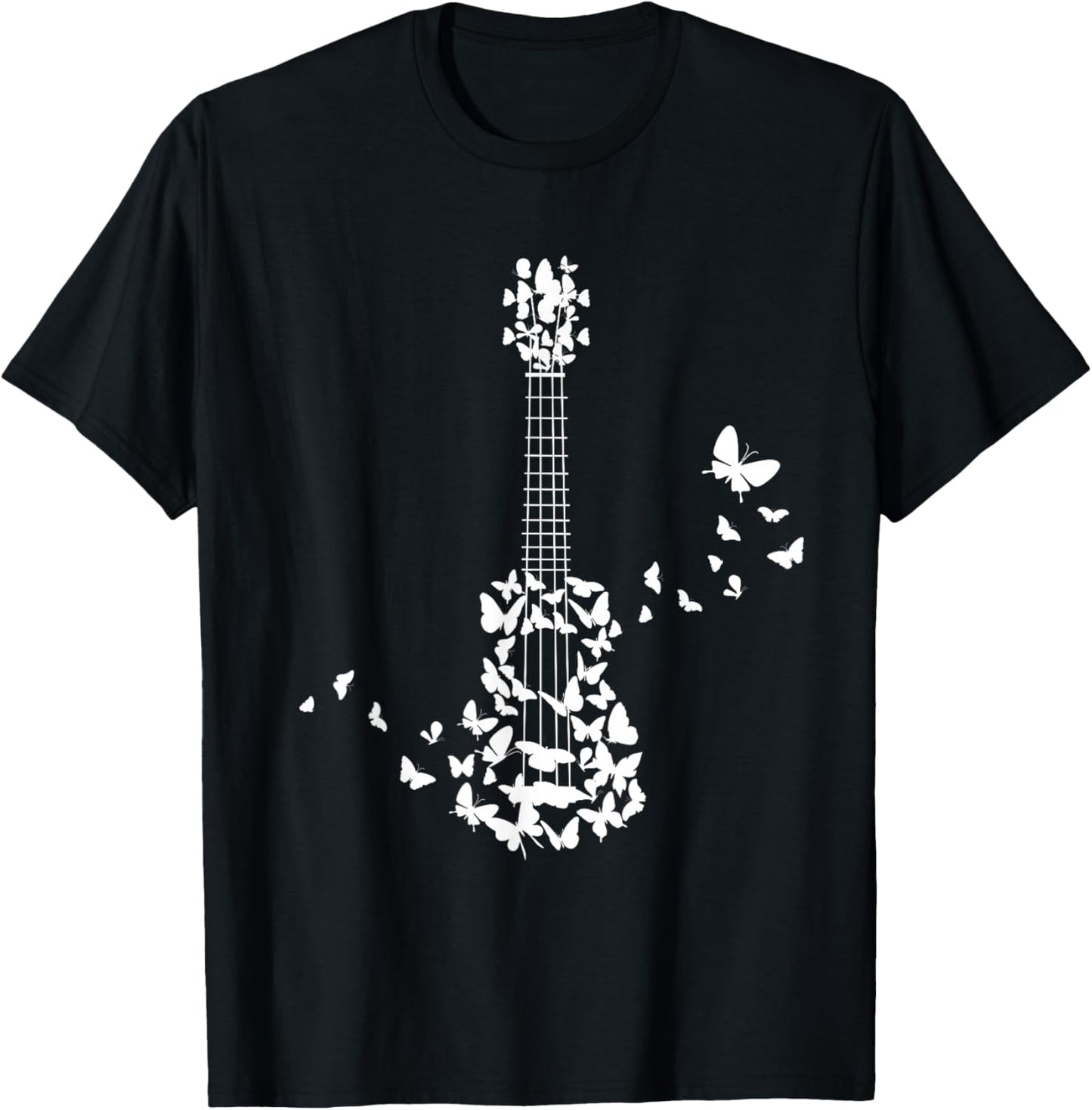 Ukulele With Butterflies T-Shirt - T-Shirt | Black