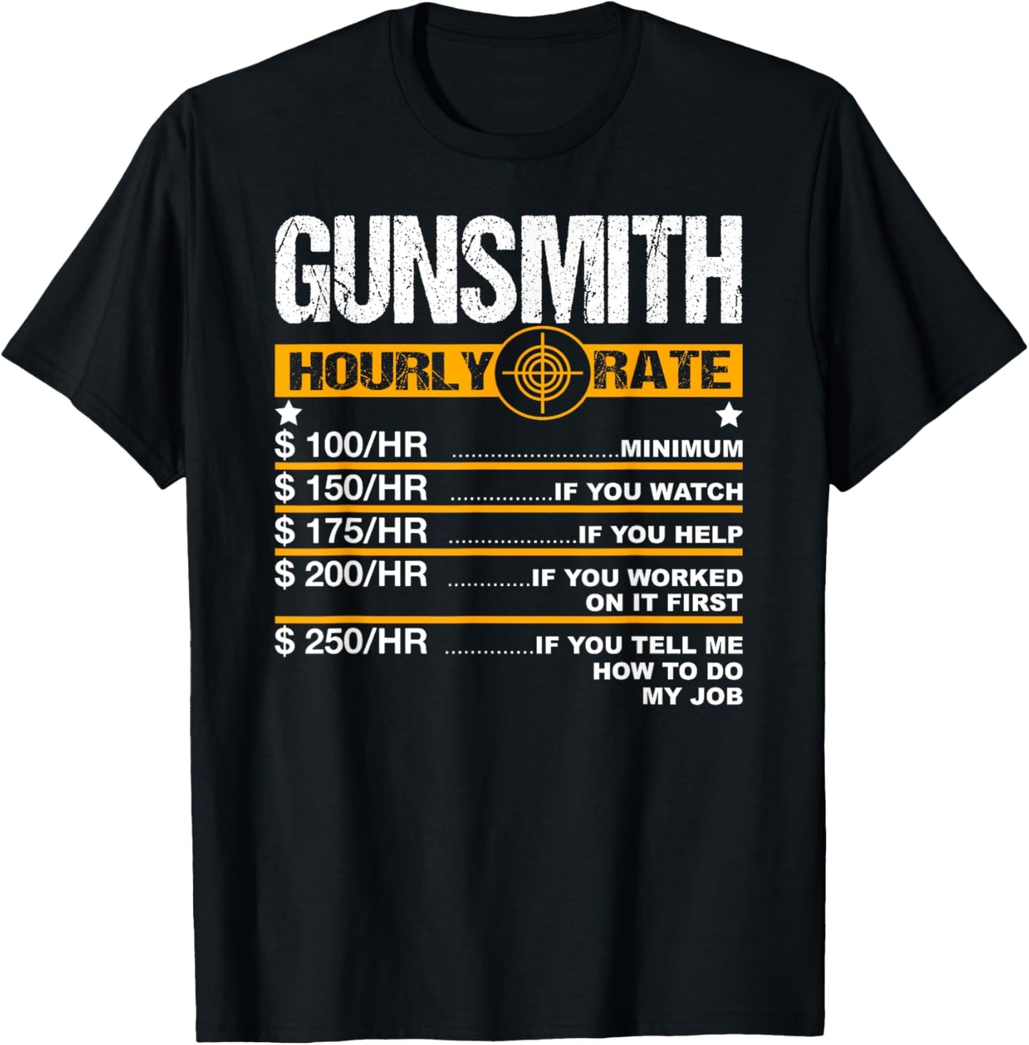 Funny Gunsmith Hourly Rate Blacksmith Gun Repairman T-Shirt - T-Shirt | Black