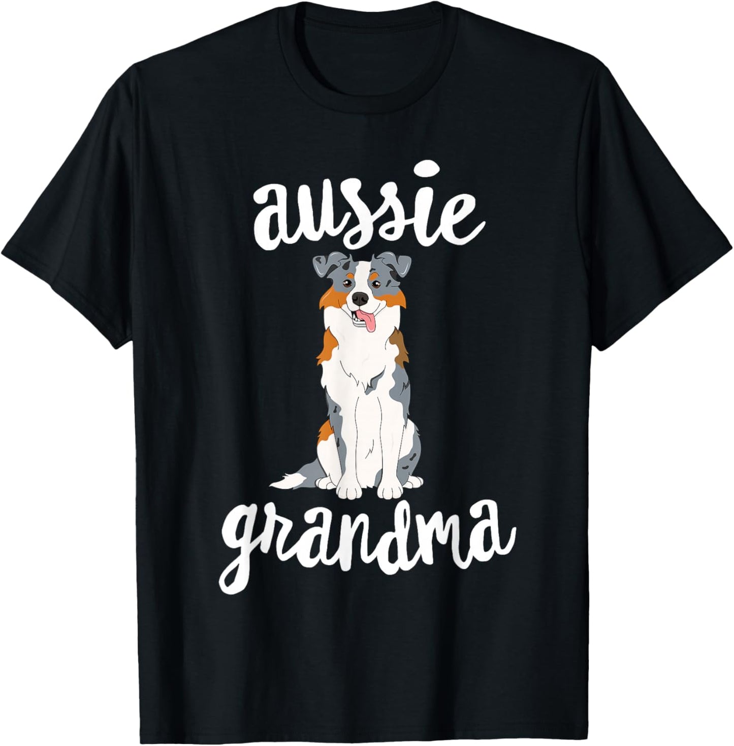 Blue Merle Australian Shepherd Grandma Aussie Dog Grand Maw Women Girls Kids T-Shirt - T-Shirt | Black