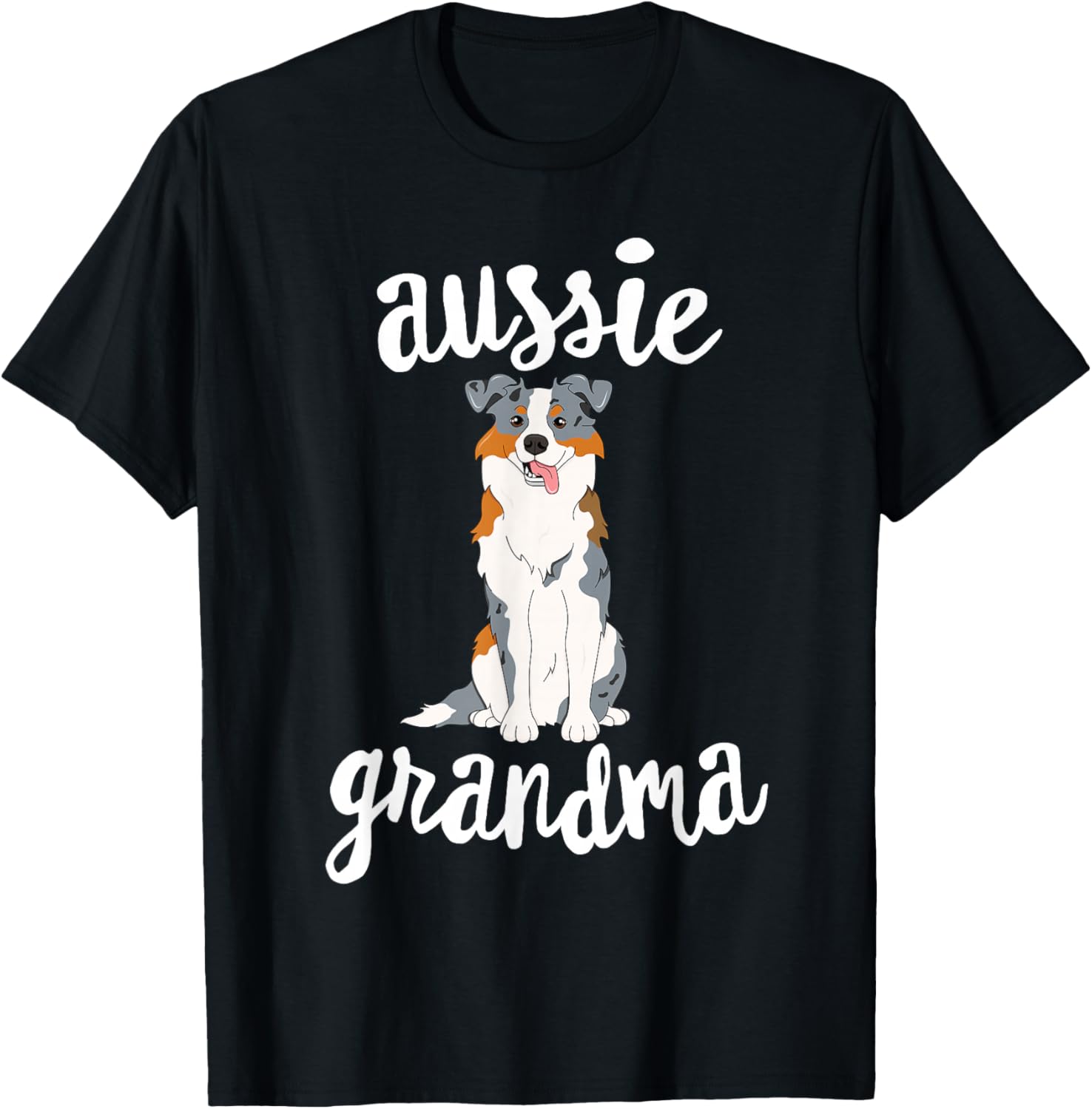 Blue Merle Australian Shepherd Grandma Aussie Dog Grand Maw Women Girls Kids T-Shirt - T-Shirt | Black